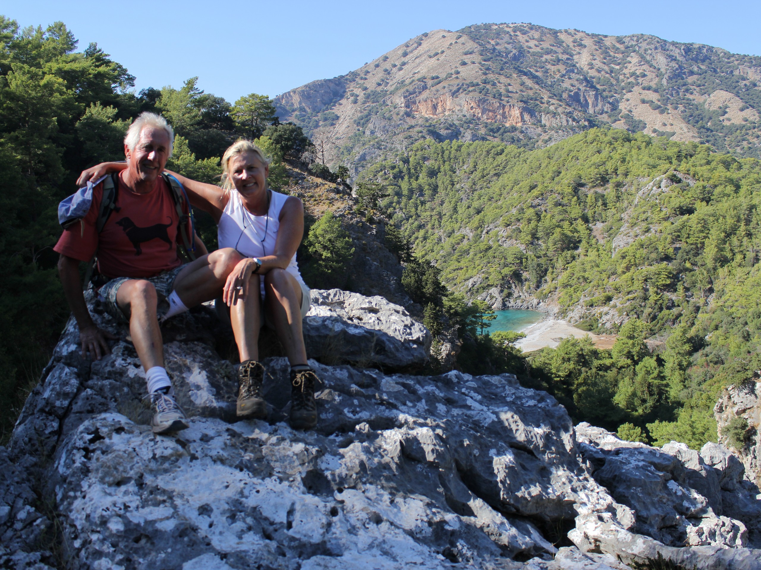 Two hikers resting during the hike in Lycian mountains