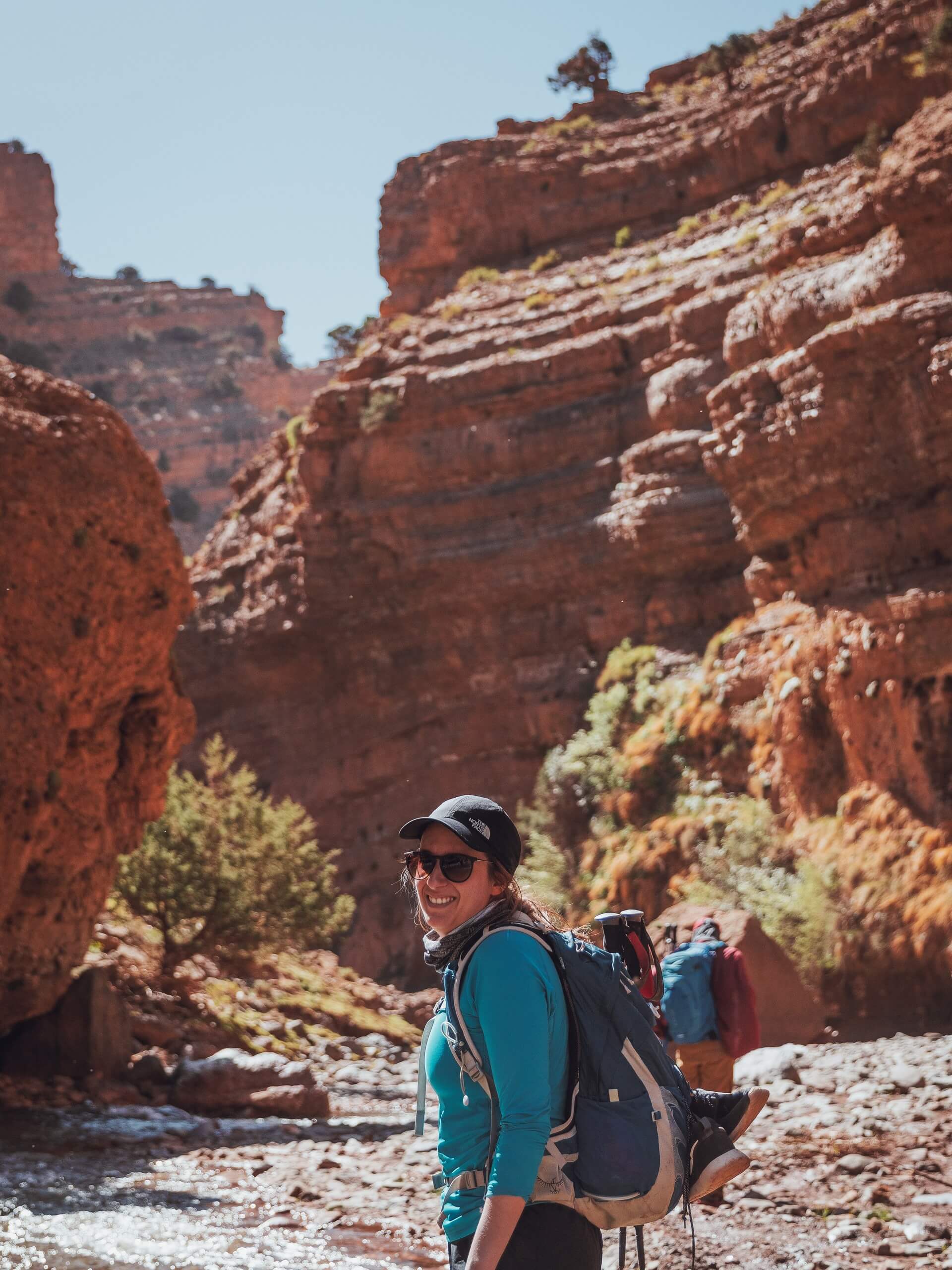 Hiker exploring Canyons of Mgoun in Morocco