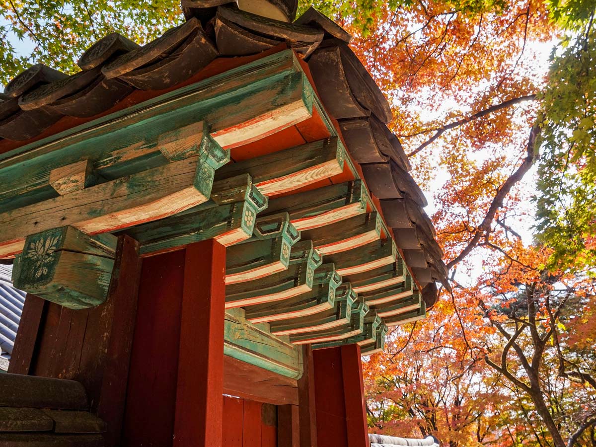 The Bulguksa temple wooden structure South Korea adventure bike tour