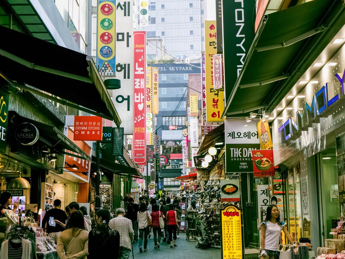 Namdaemun market South Korea adventure bike tour