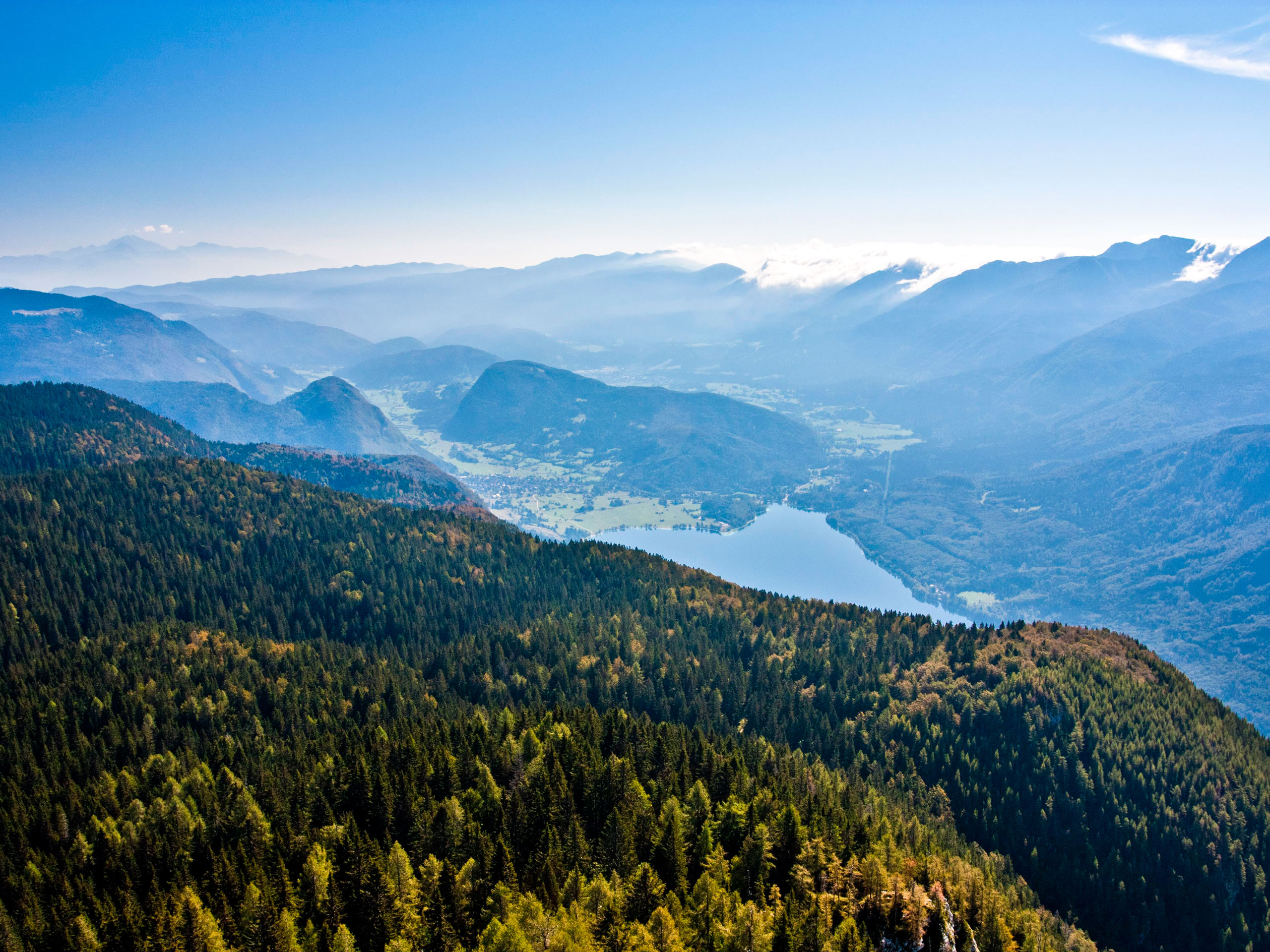 Mountains in the fog in Slovenia