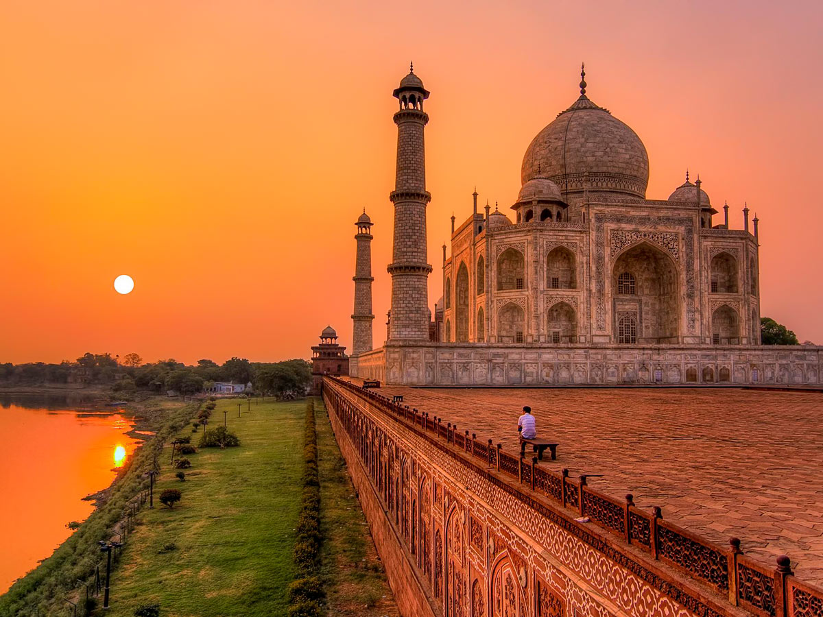 Taj Mahal at sunset landmark in India