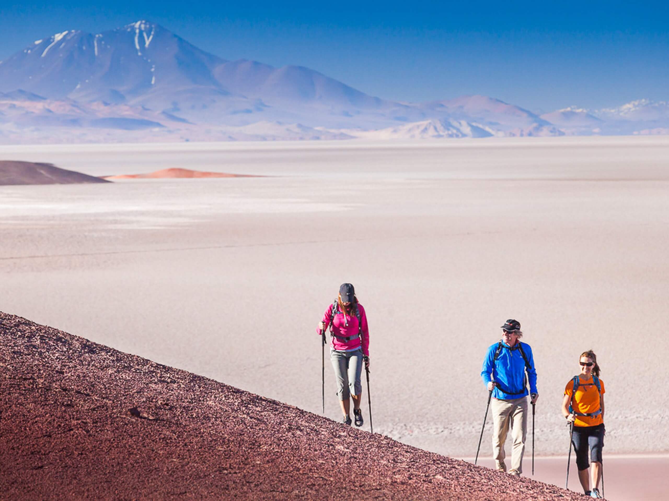 Three hikers walking in Salta