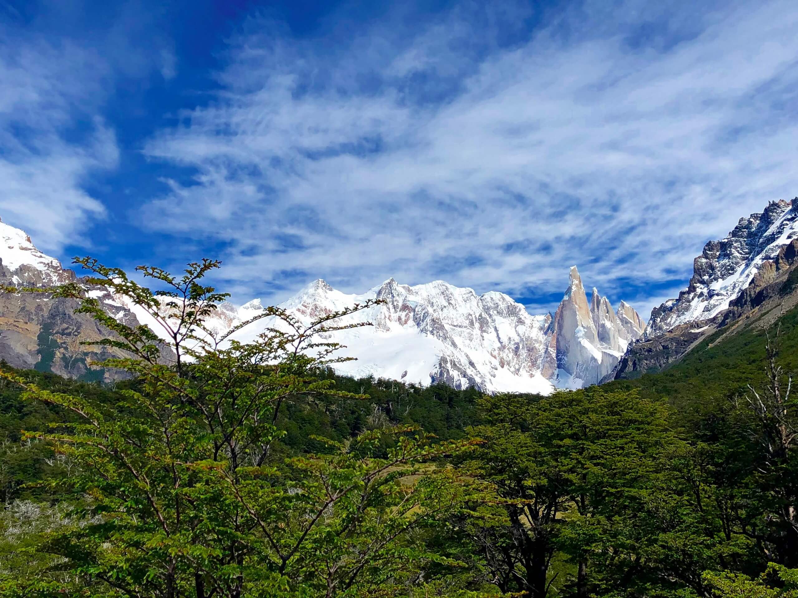 Approaching the snowy peaks of Patagonia while on guided tour