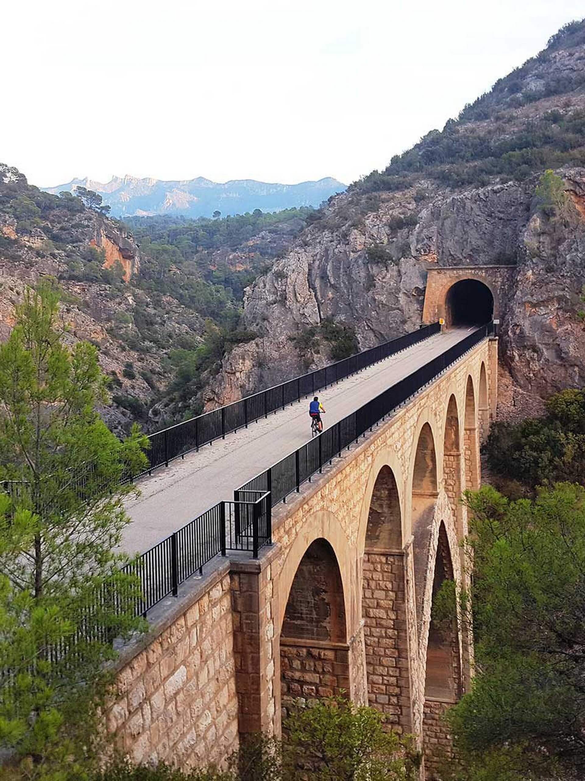 Rocky bridge and the tunnel in Spain