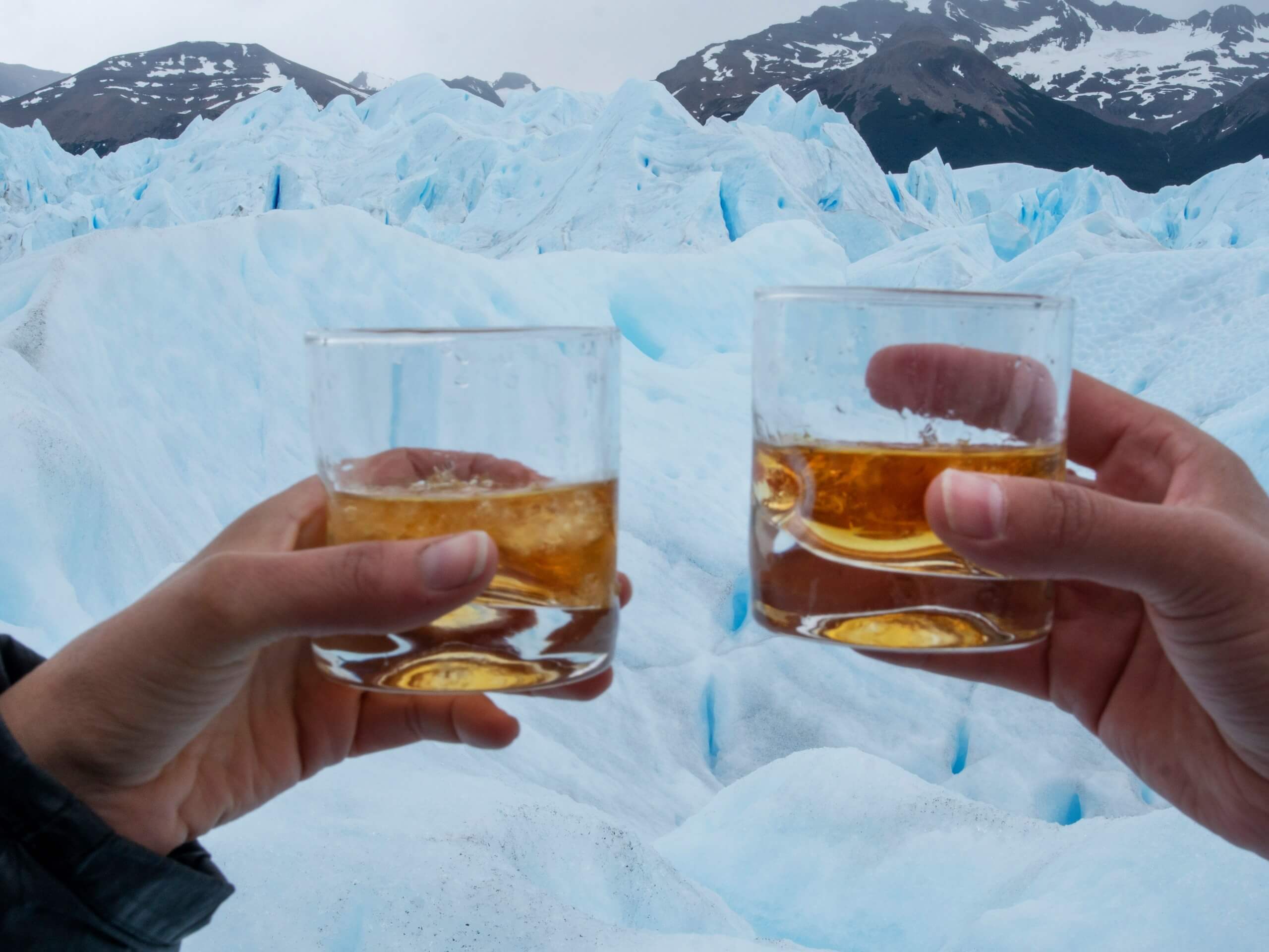 Tasting whisky near Perito Moreno Glacier