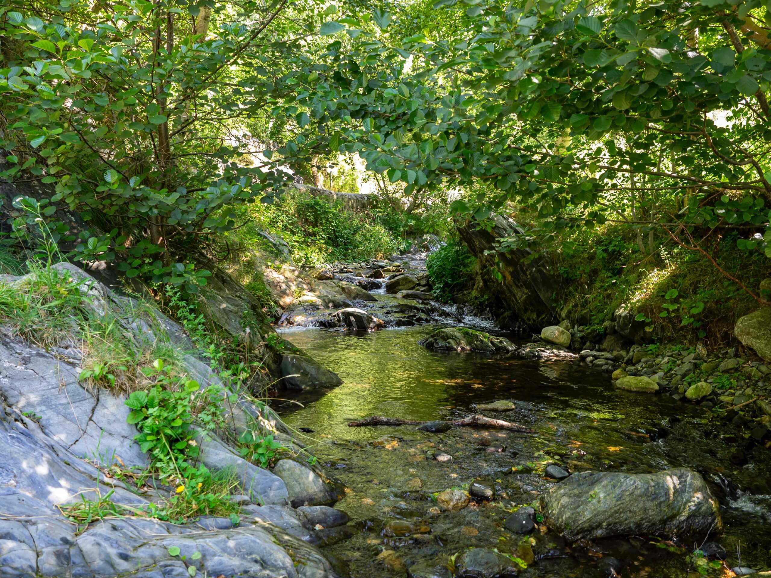 Small river along one of the mountain villages in Catalonia