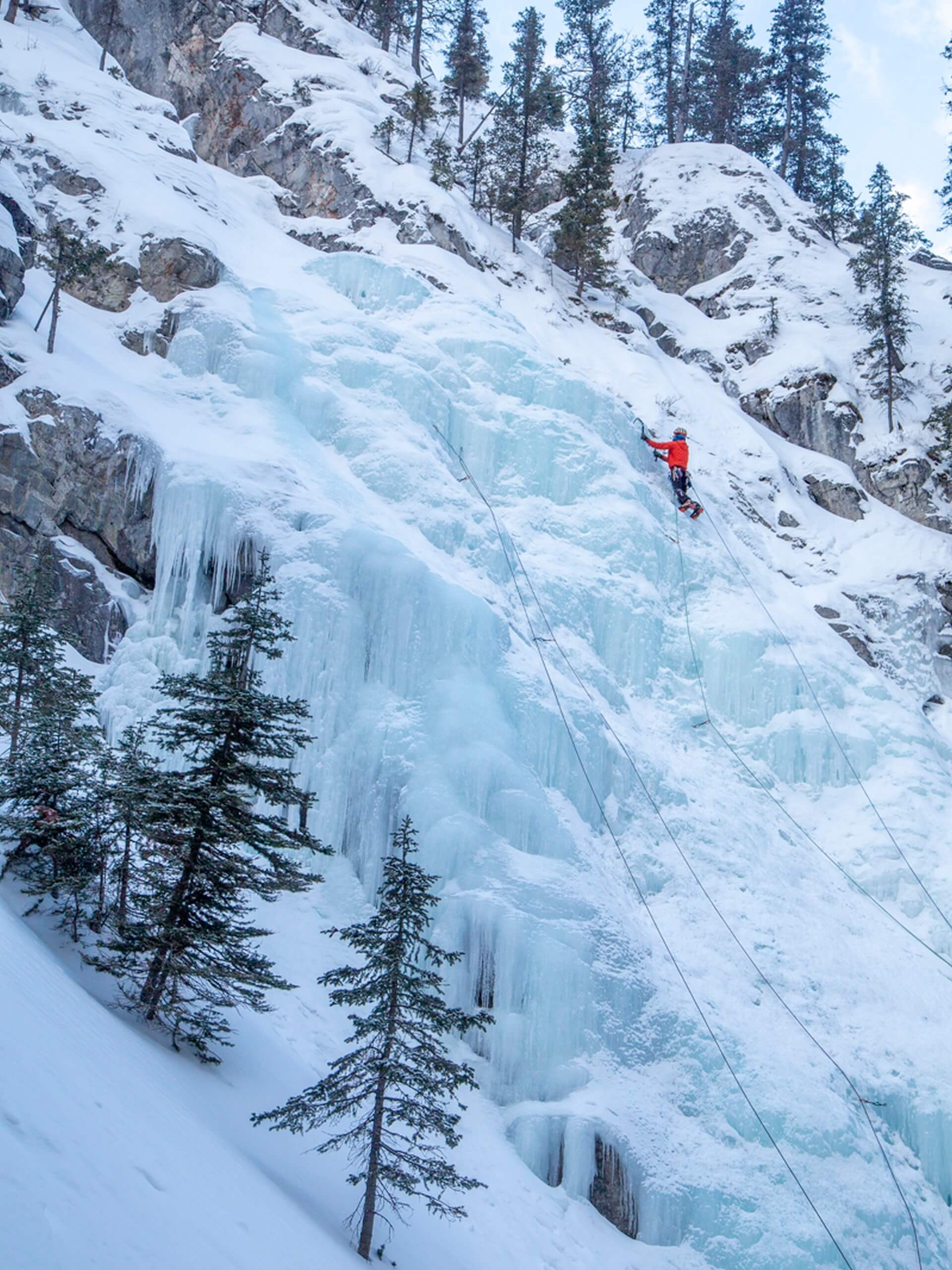 Ascending on ice in Banff