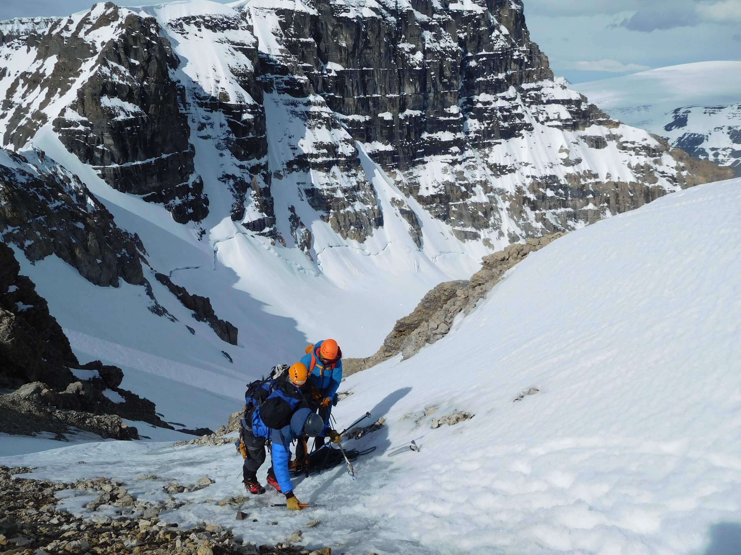 Ascending the slipery slope while on a training course in the Canadian Rockies