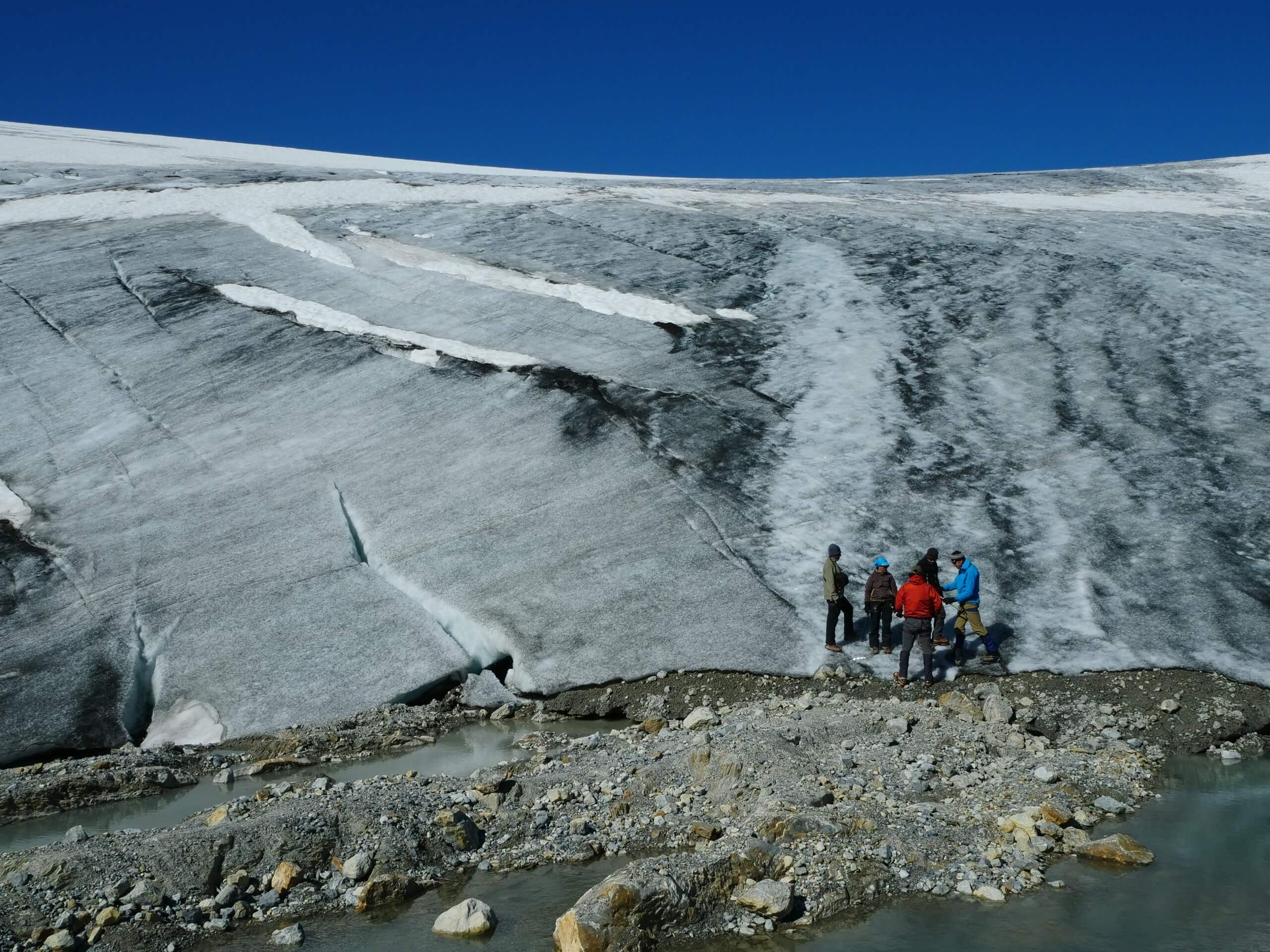 Group of hikers before ascending the Wapta Icefield