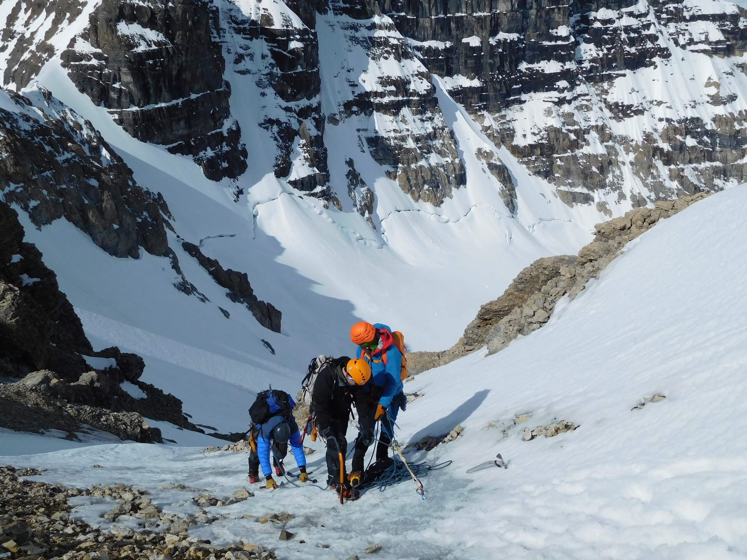 Steep ascend on the snow in the Canadian Rockies