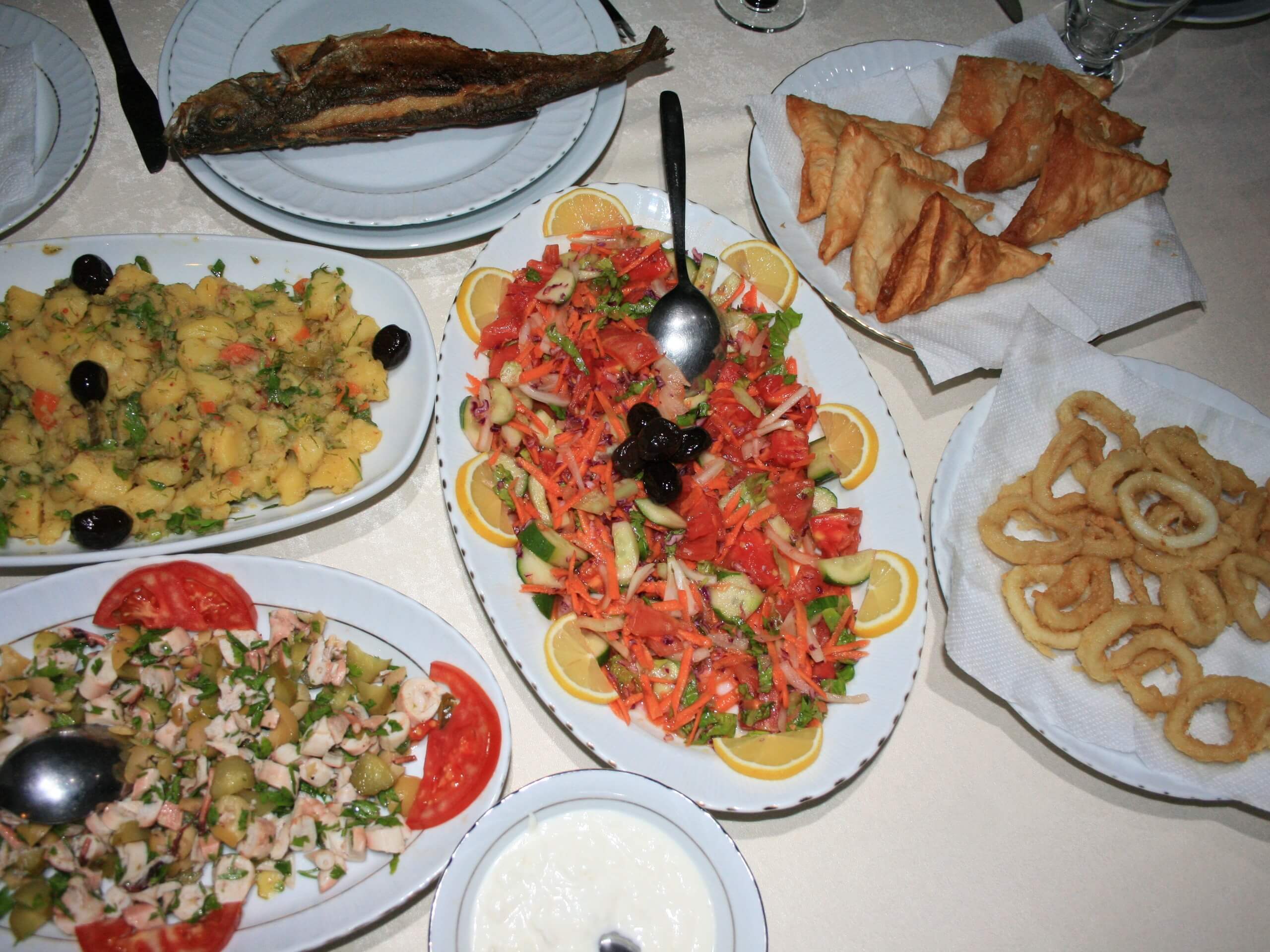 Turkish cuisine served onboard the gullet