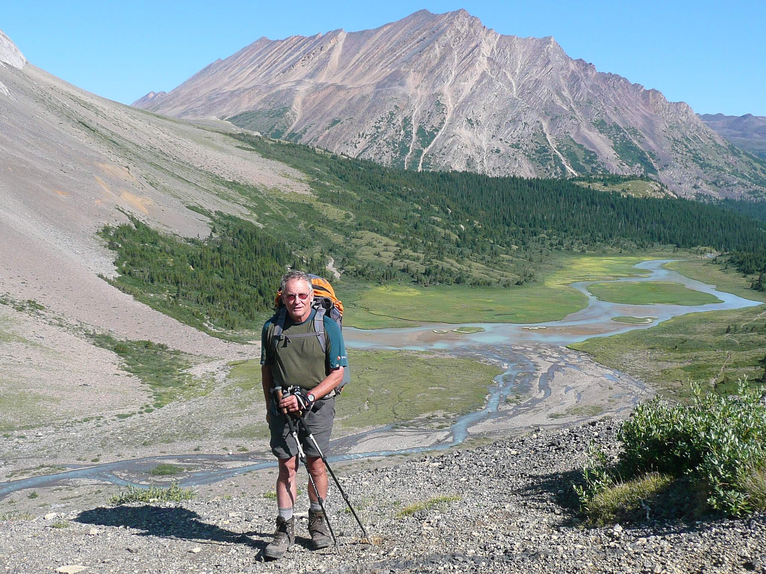 Backpacker in the beautiful valley of Jasper