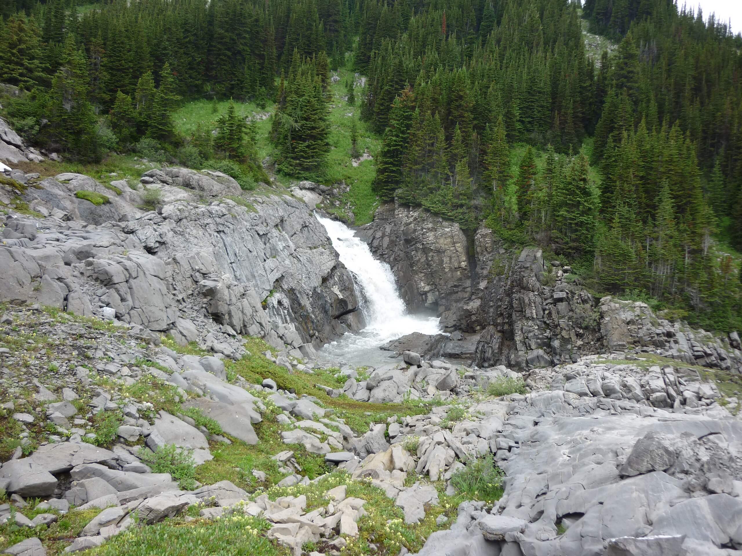 Small waterfall seen on a guided walk in Kananaskis