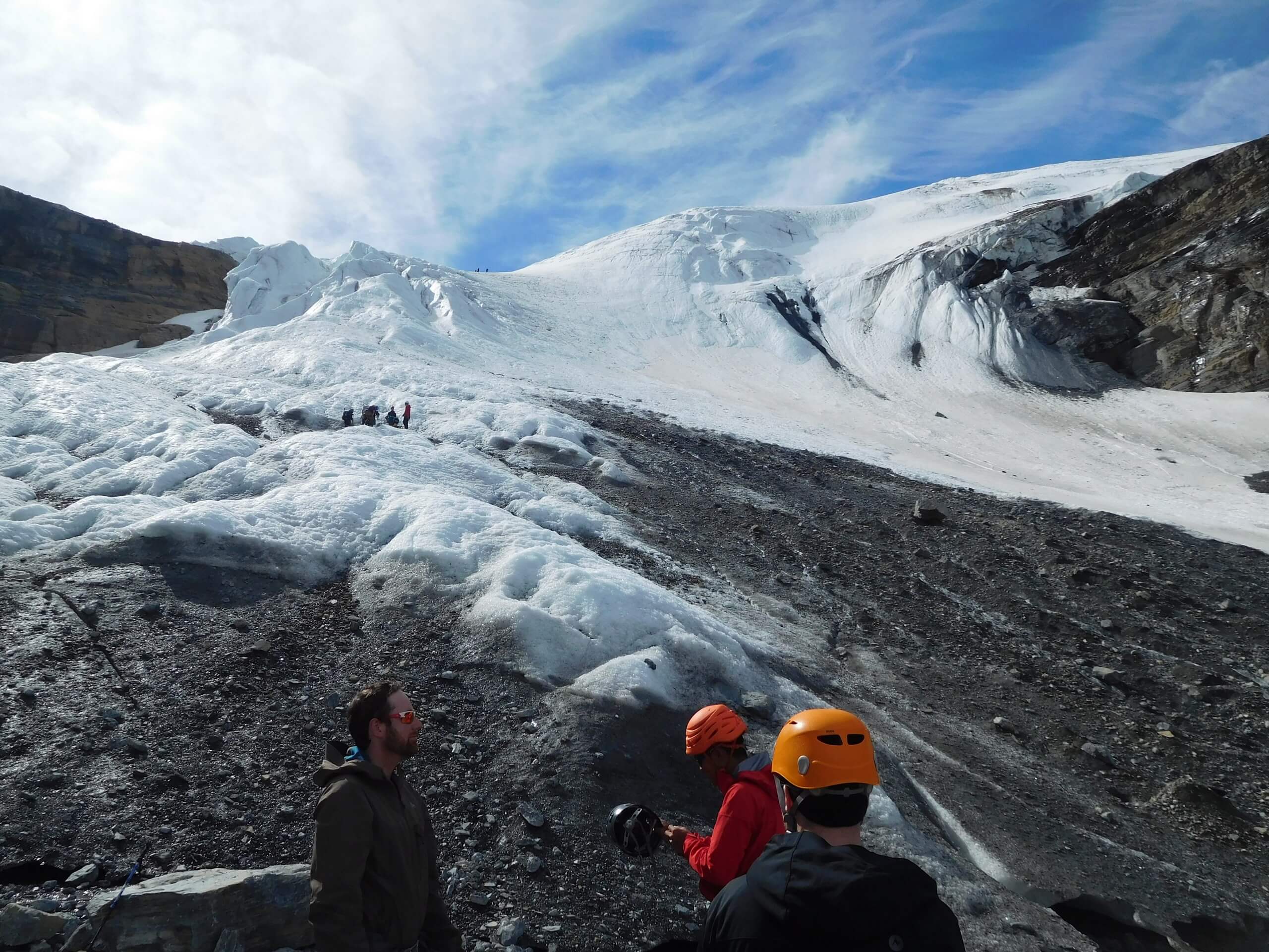 Preparing to ascend the snowy slope