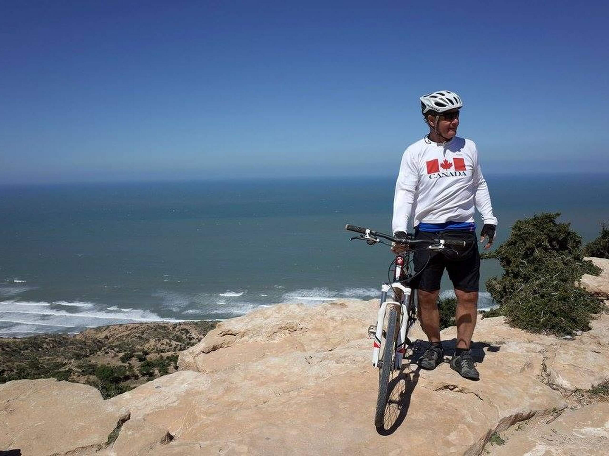 Cyclist on Moroccan Coast