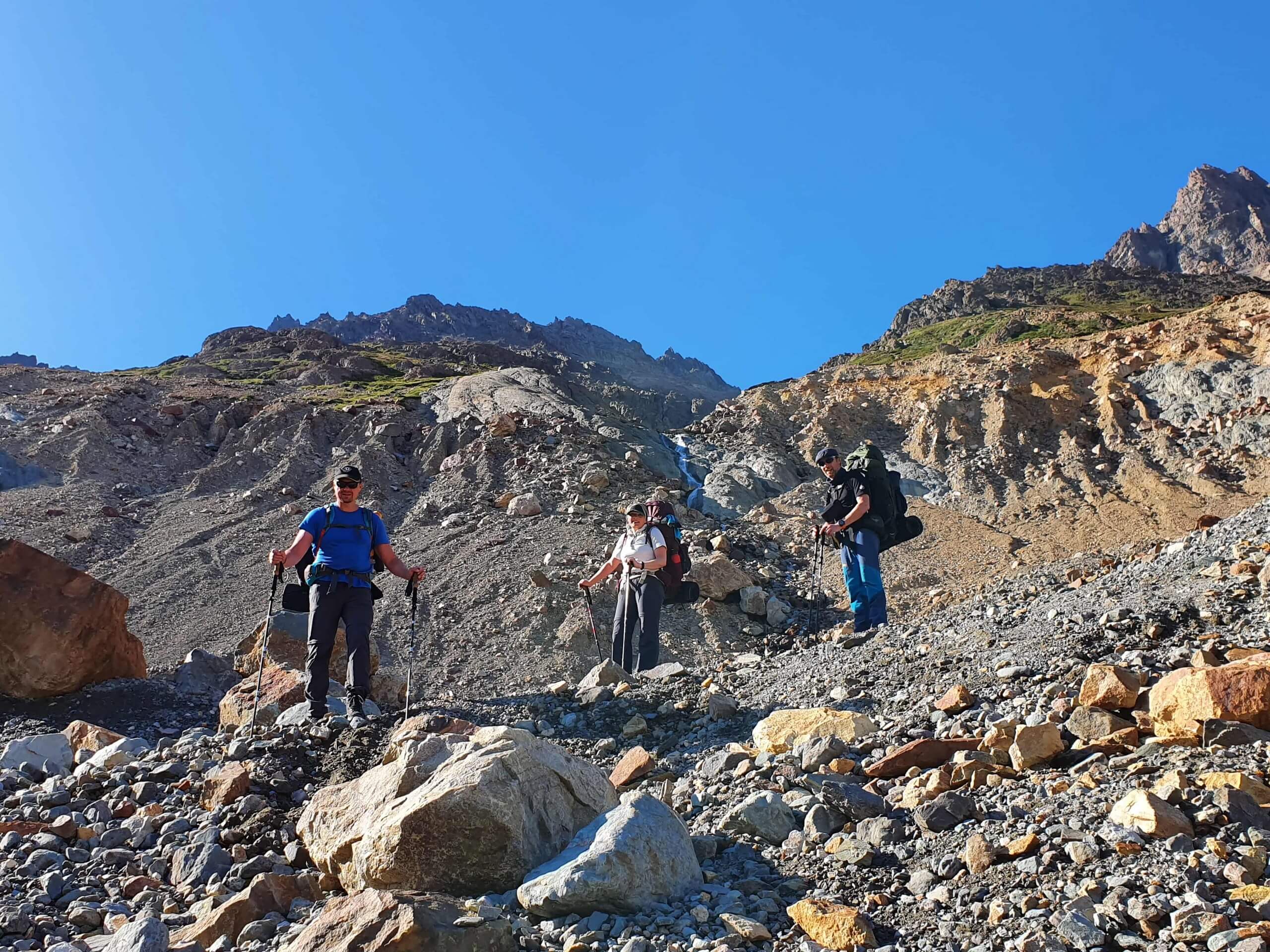 Group of hikers trekking in Patagonia