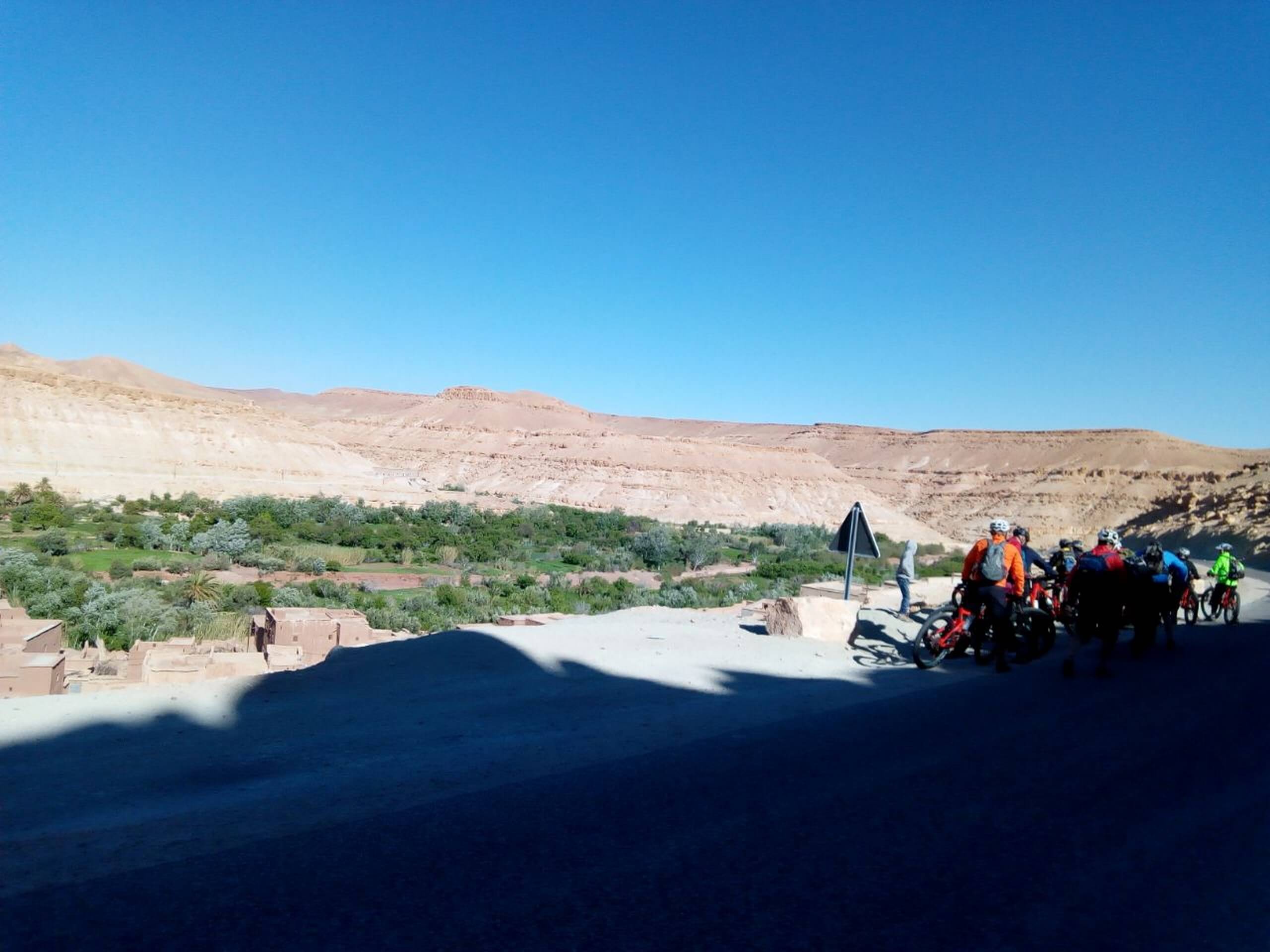 Shadow-covered biking route in Morocco