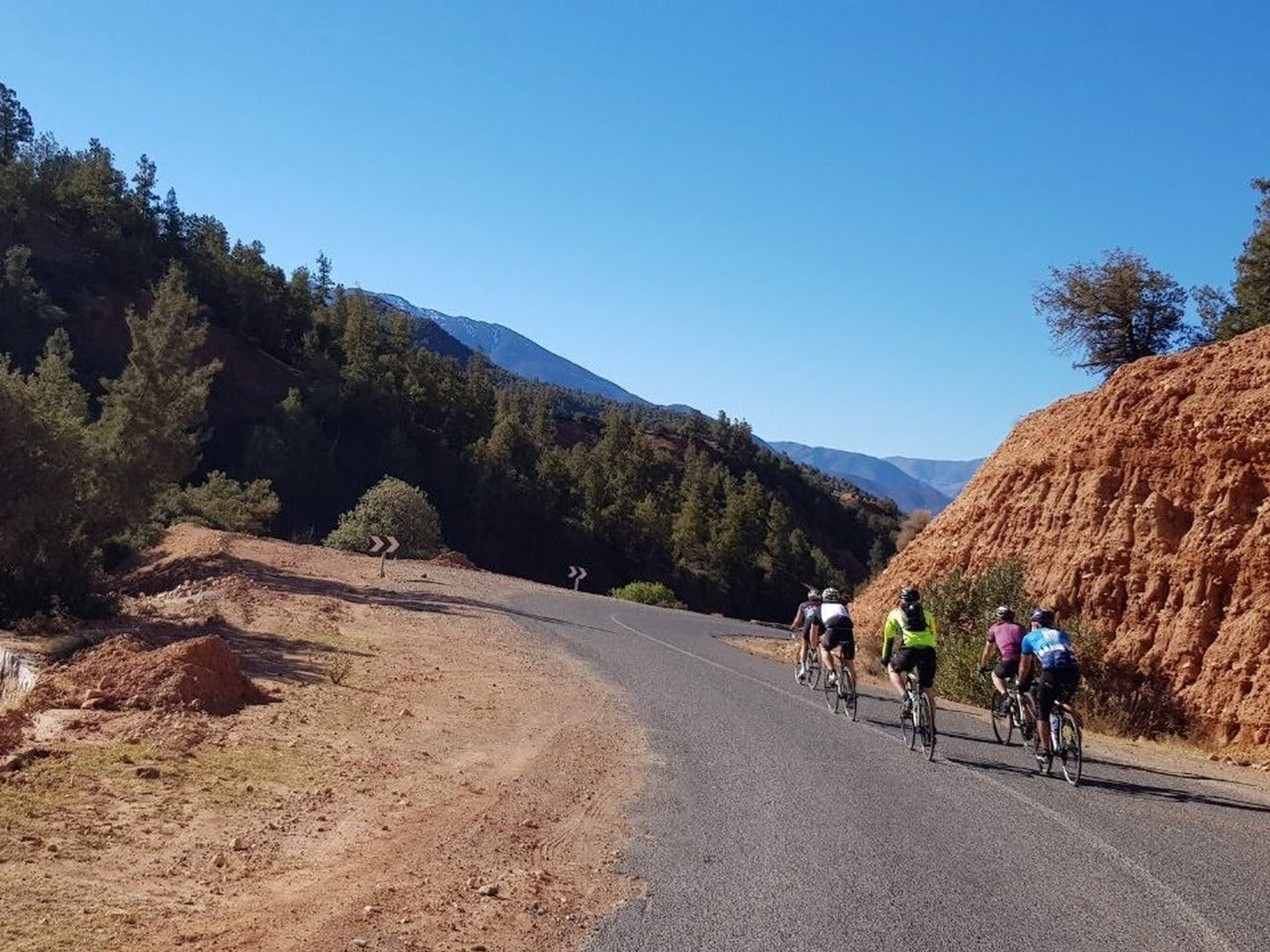 Group of road bikers in Morocco