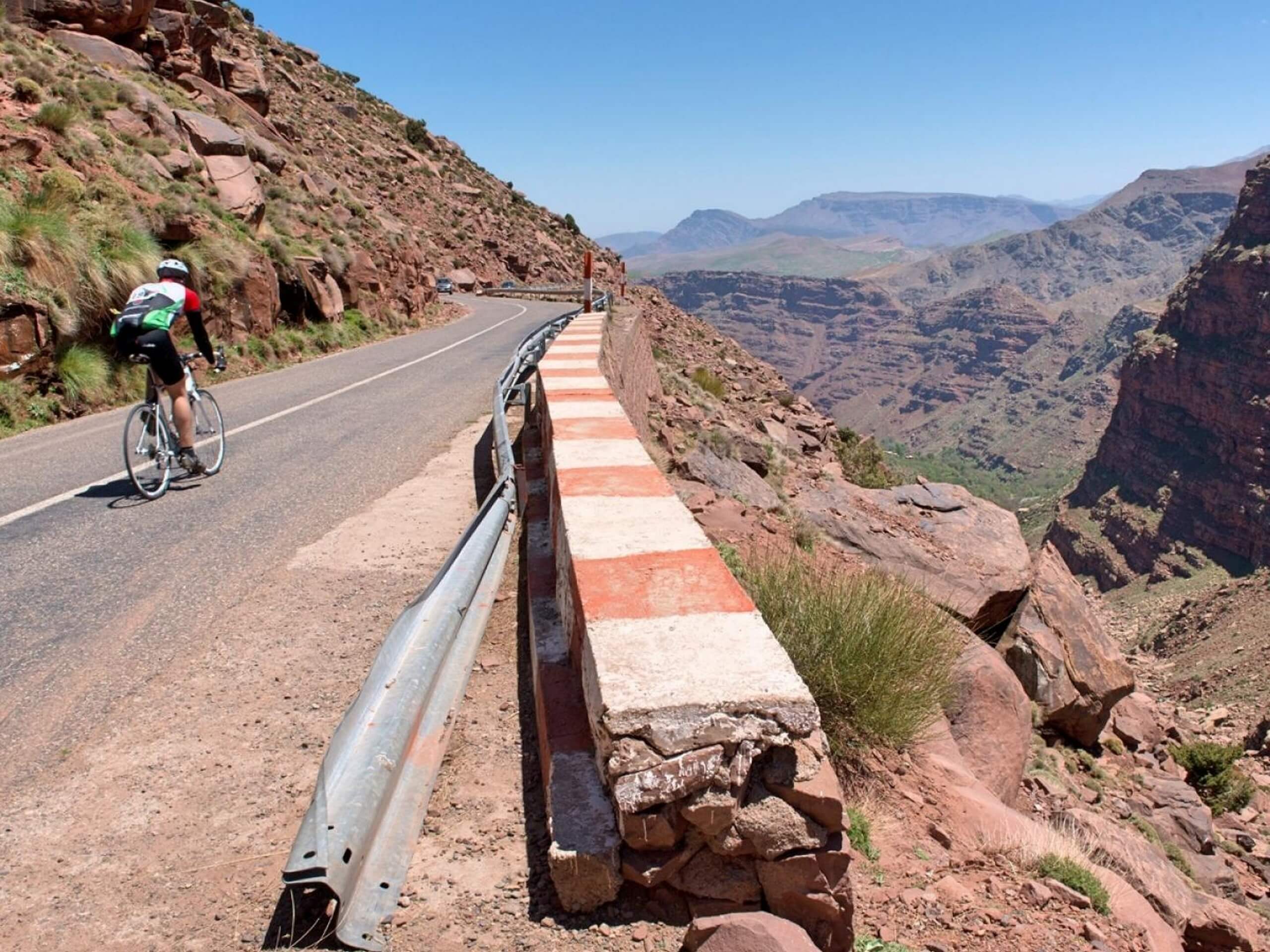 Riding the road bikes in Atlas Mountains, Morocco