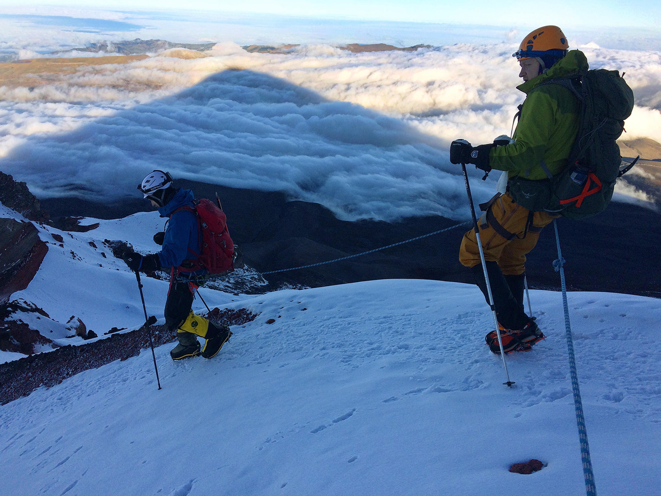 Two climbers descending Chimborazo