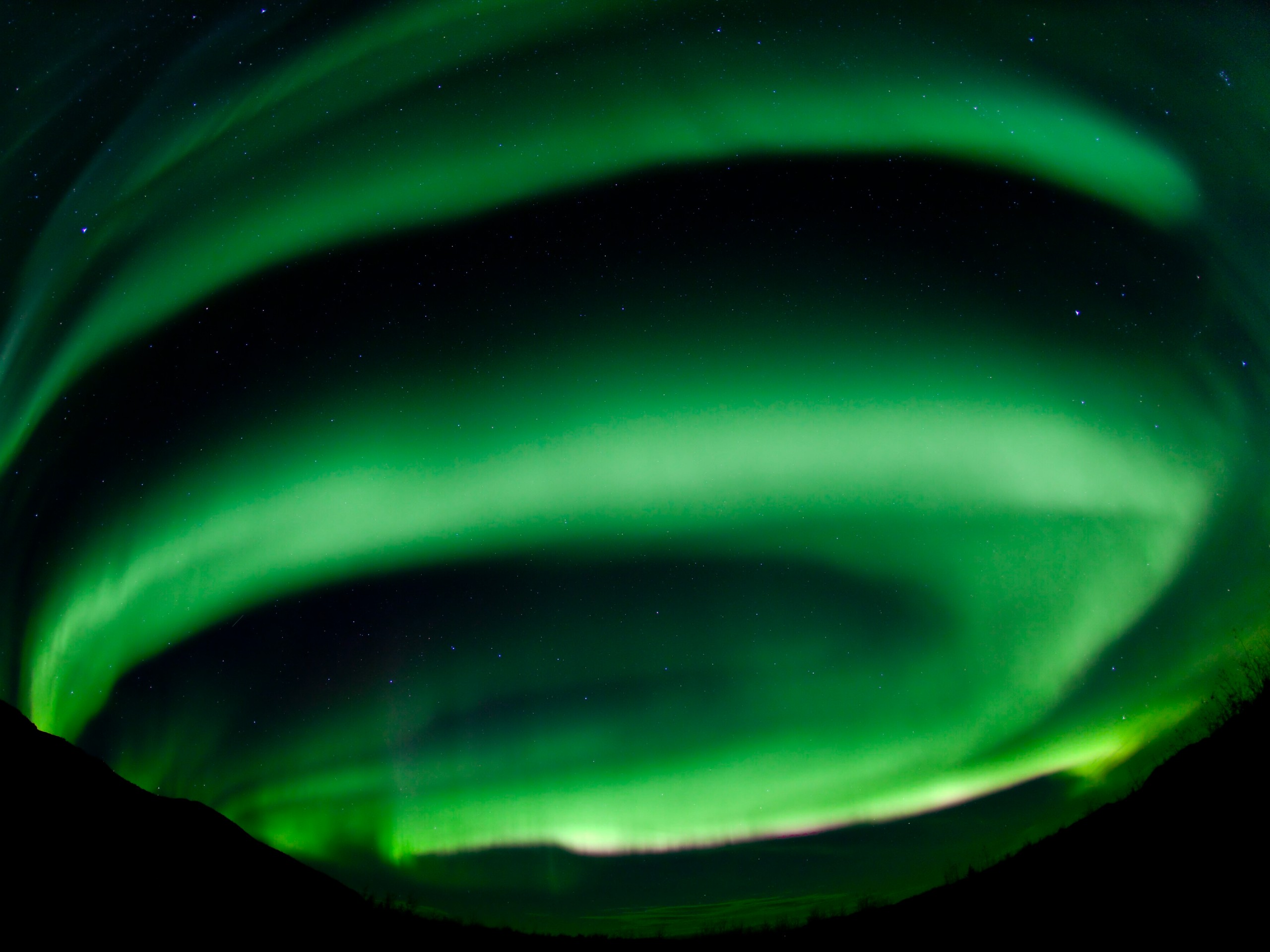 Beautiful night sky while watching the Northern Lights in Yukon