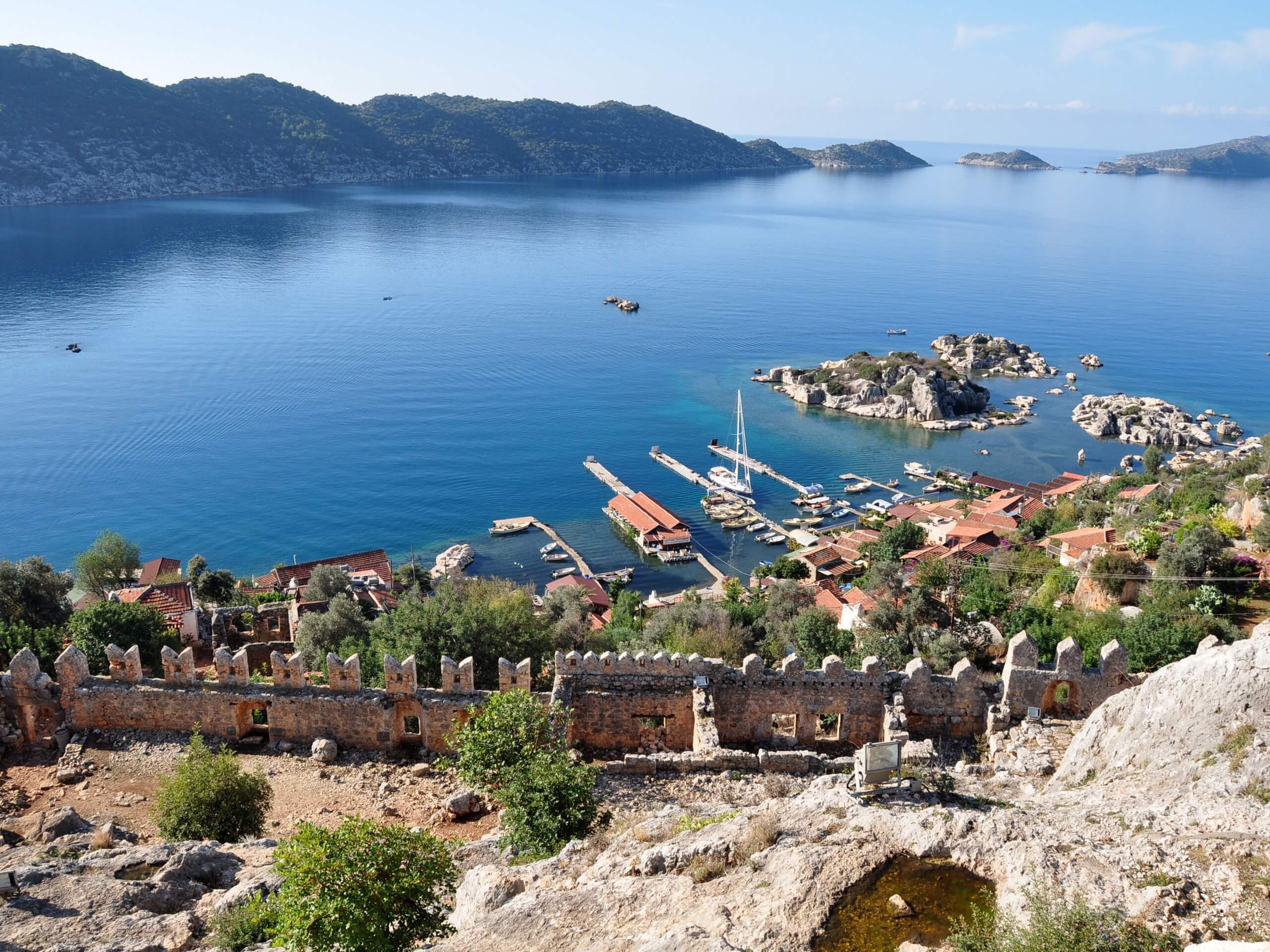 Looking down at beautiful marina in Turkey