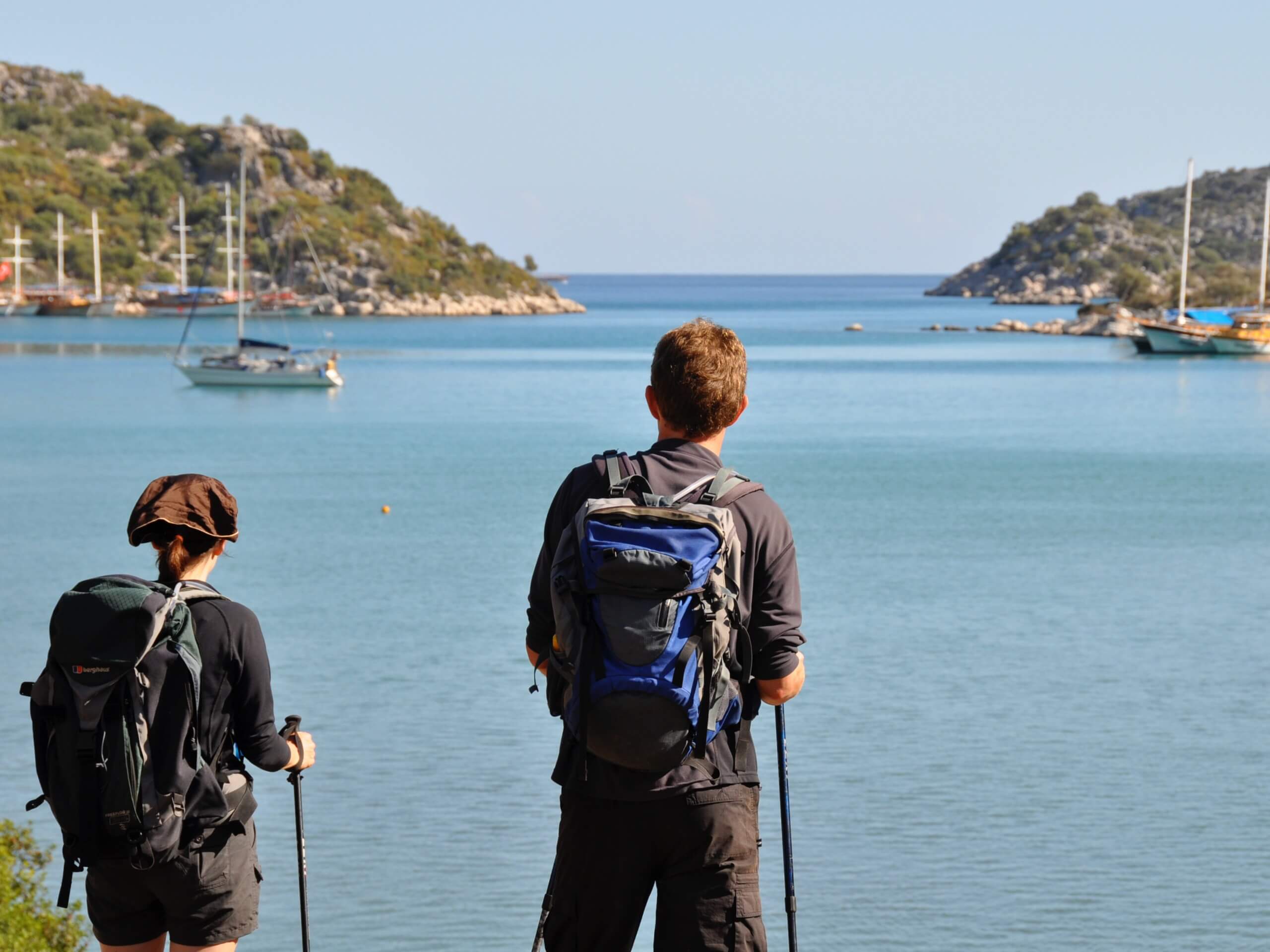 Couple looking at a beautiful bay in Turkey