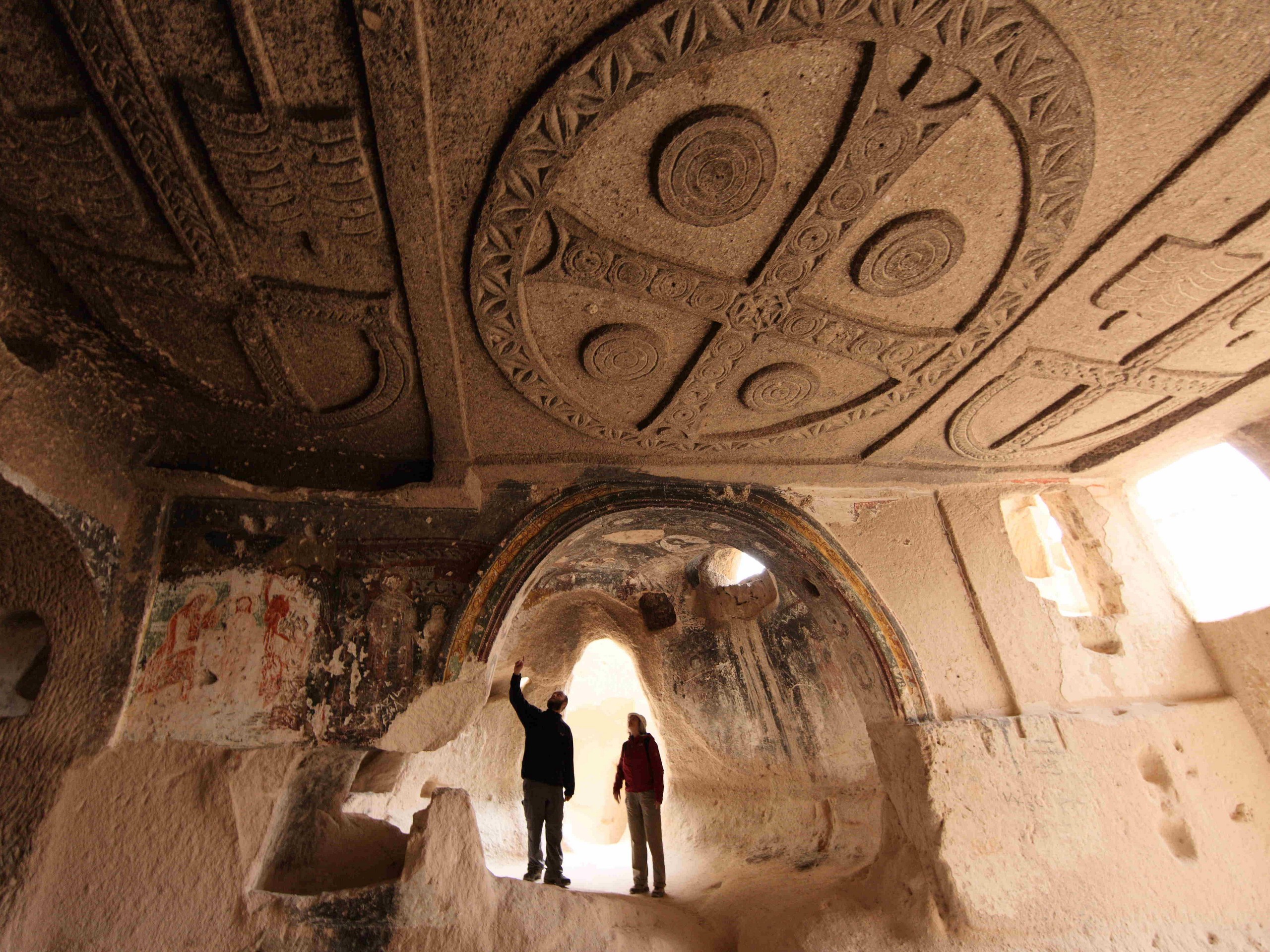 Visiting the church while on Cappadocia Biking Tour in turkey