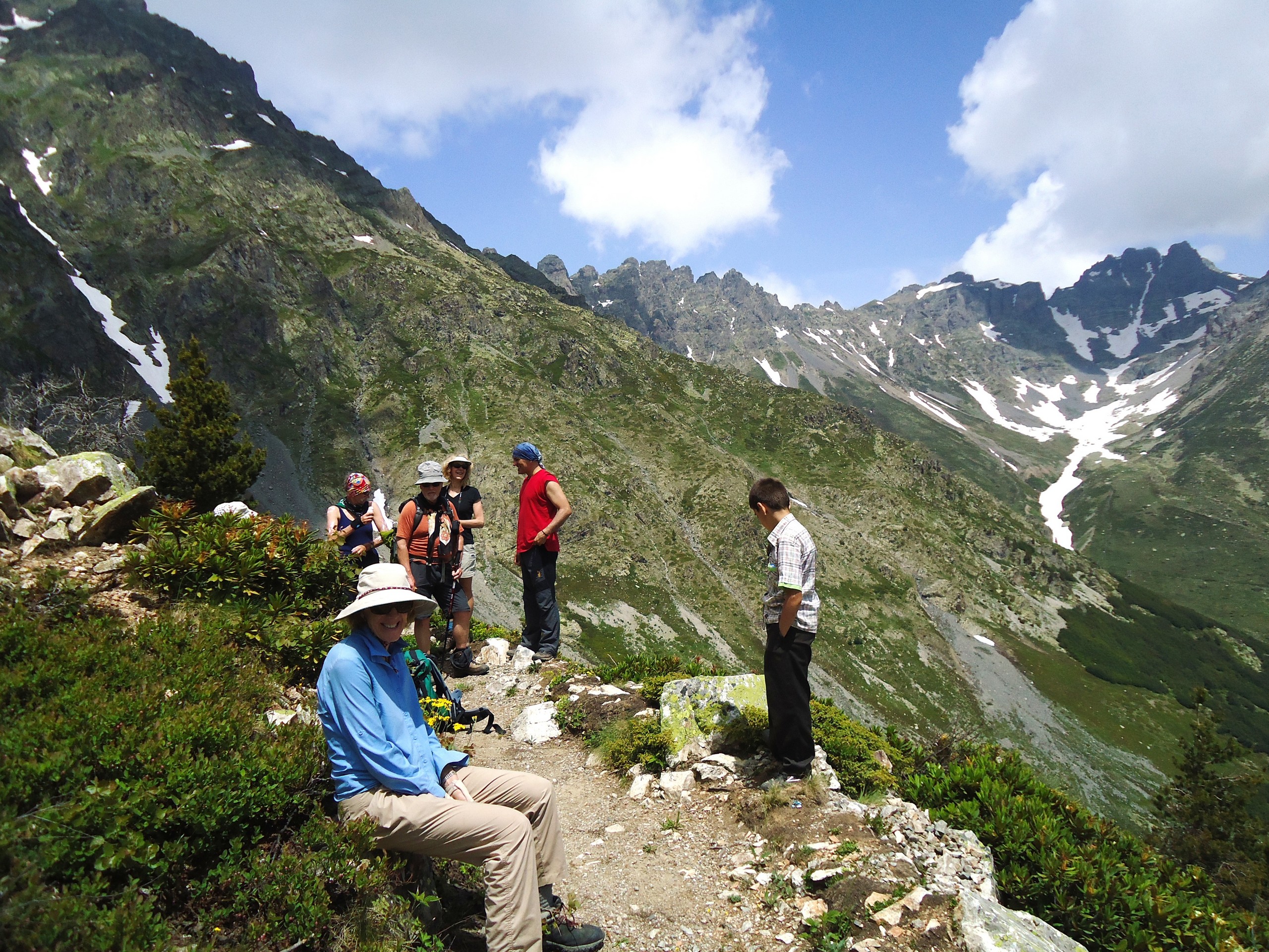Group of hikers resting while on trek to Kackar summit