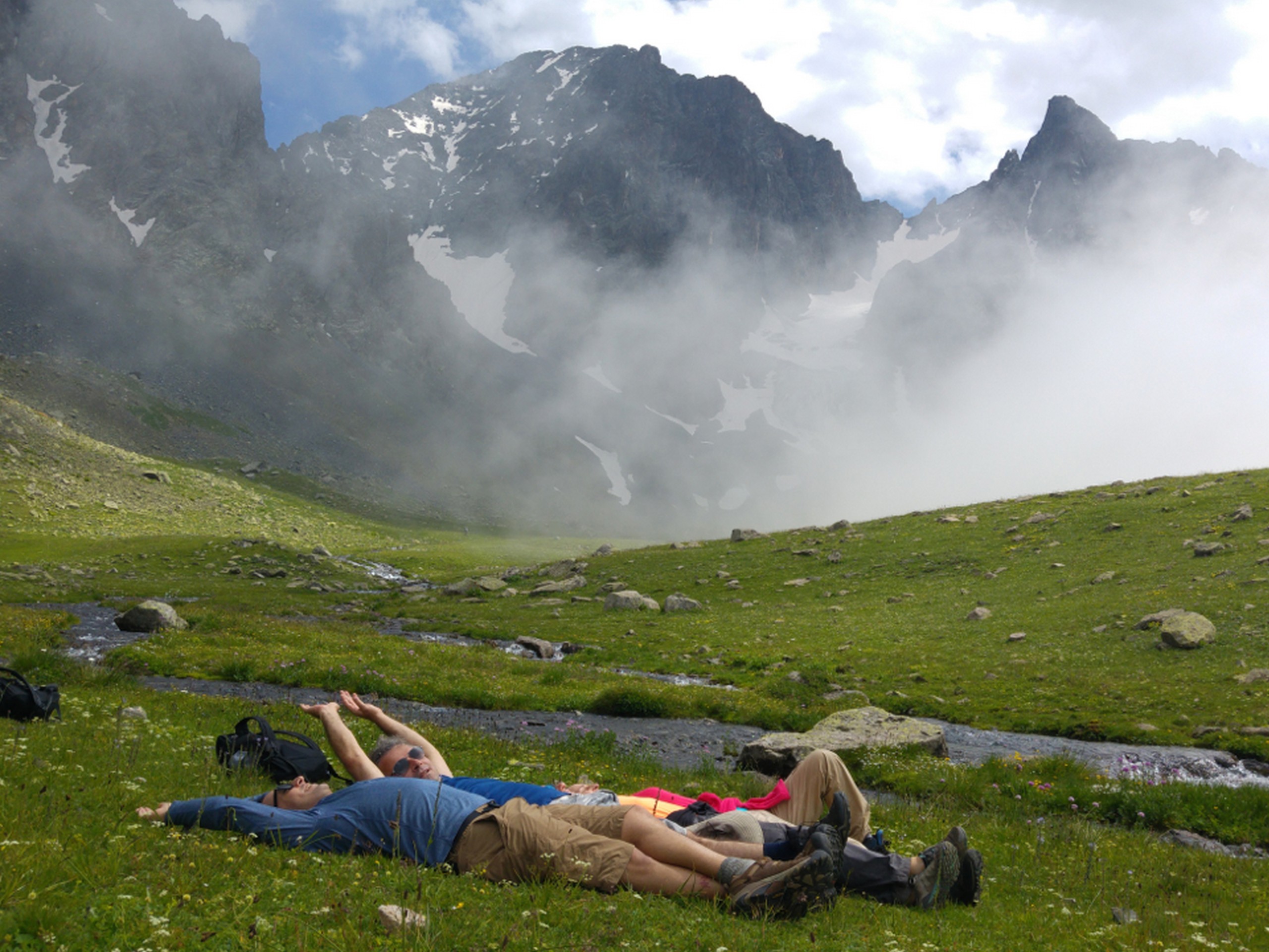 Laying on a grass in a beautiful meadow of Kackar mountains
