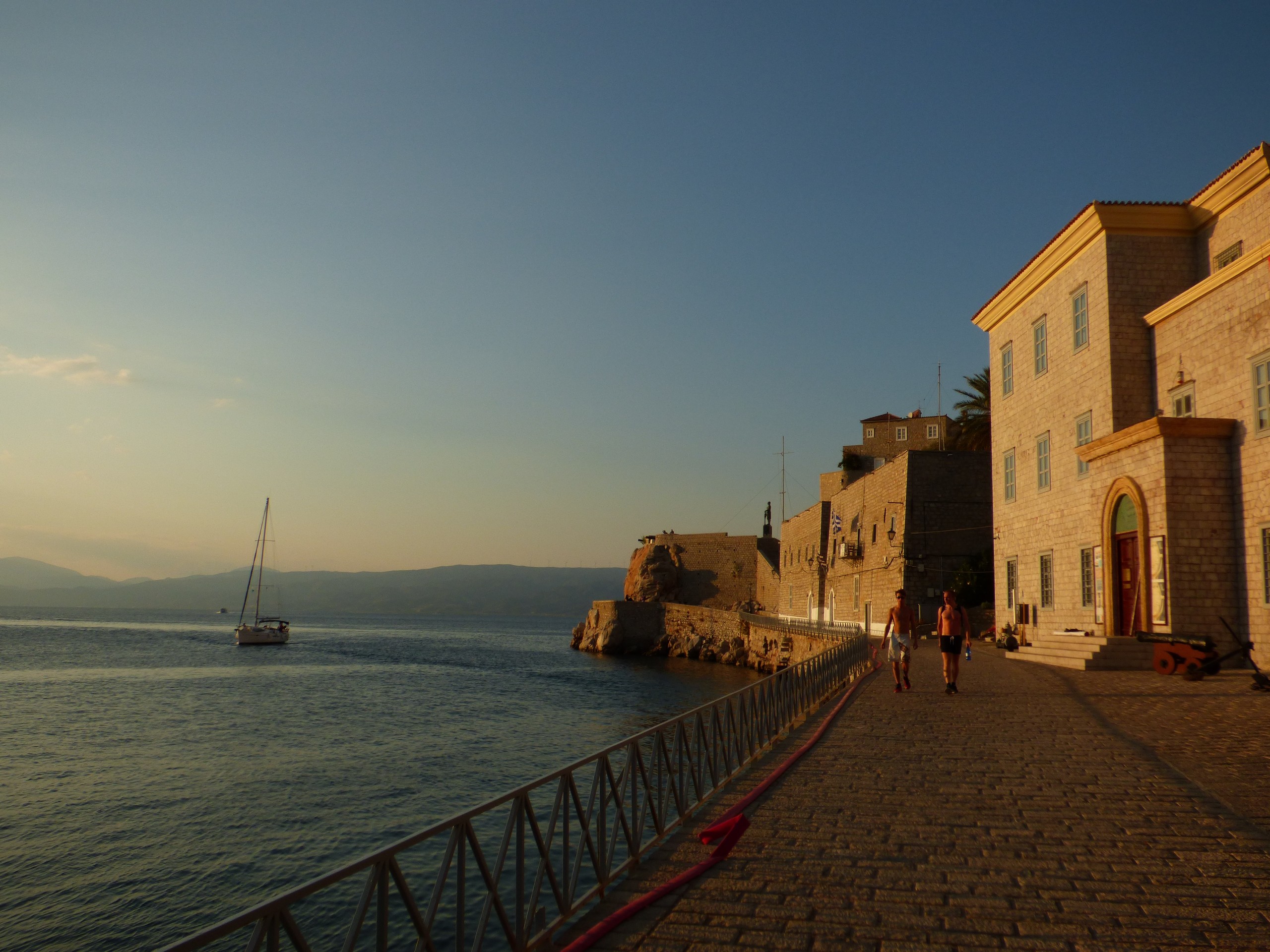 Sunset over the marina in Hydra Island