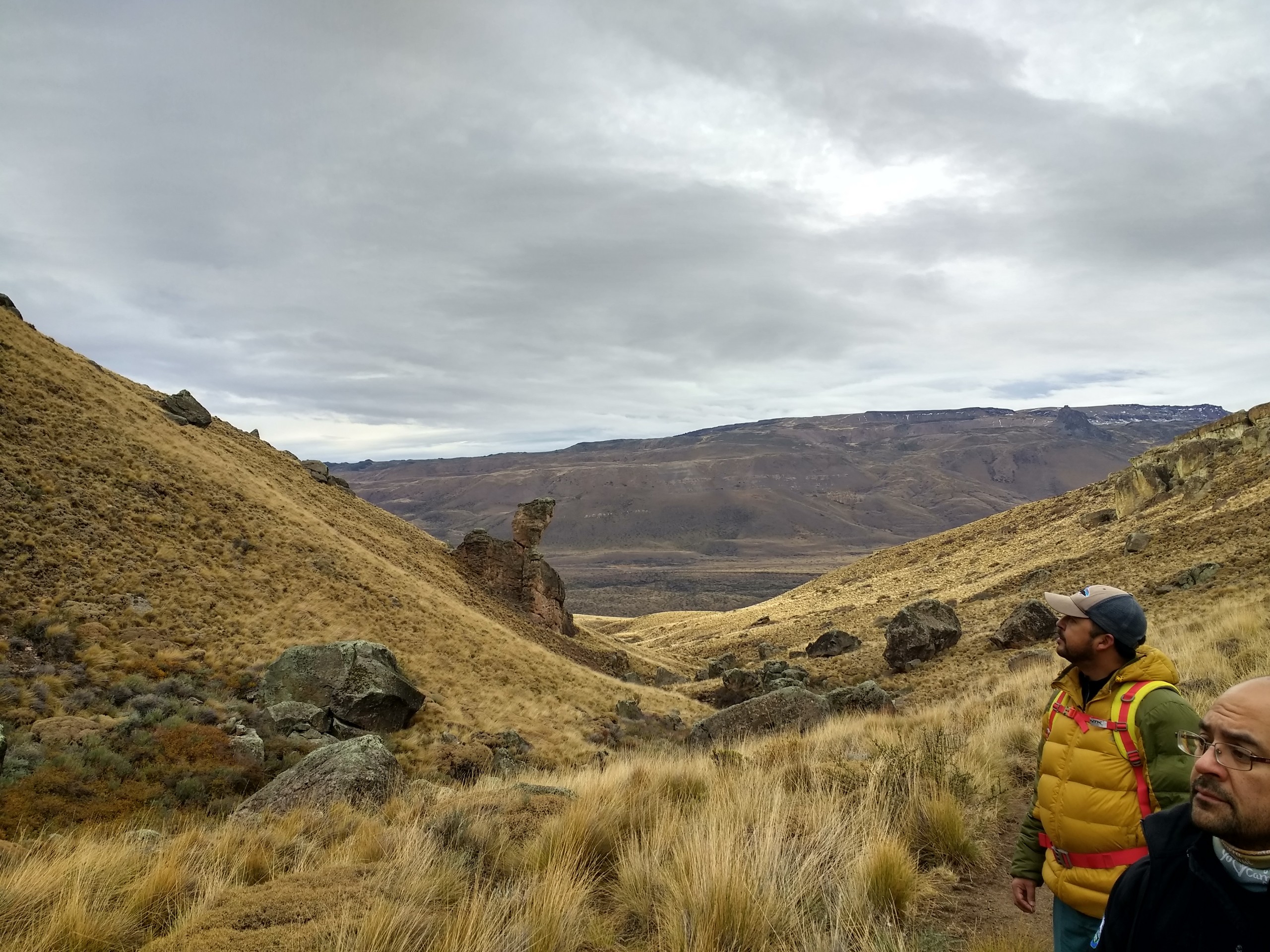 Group of hikers walking in the Chilean Andes