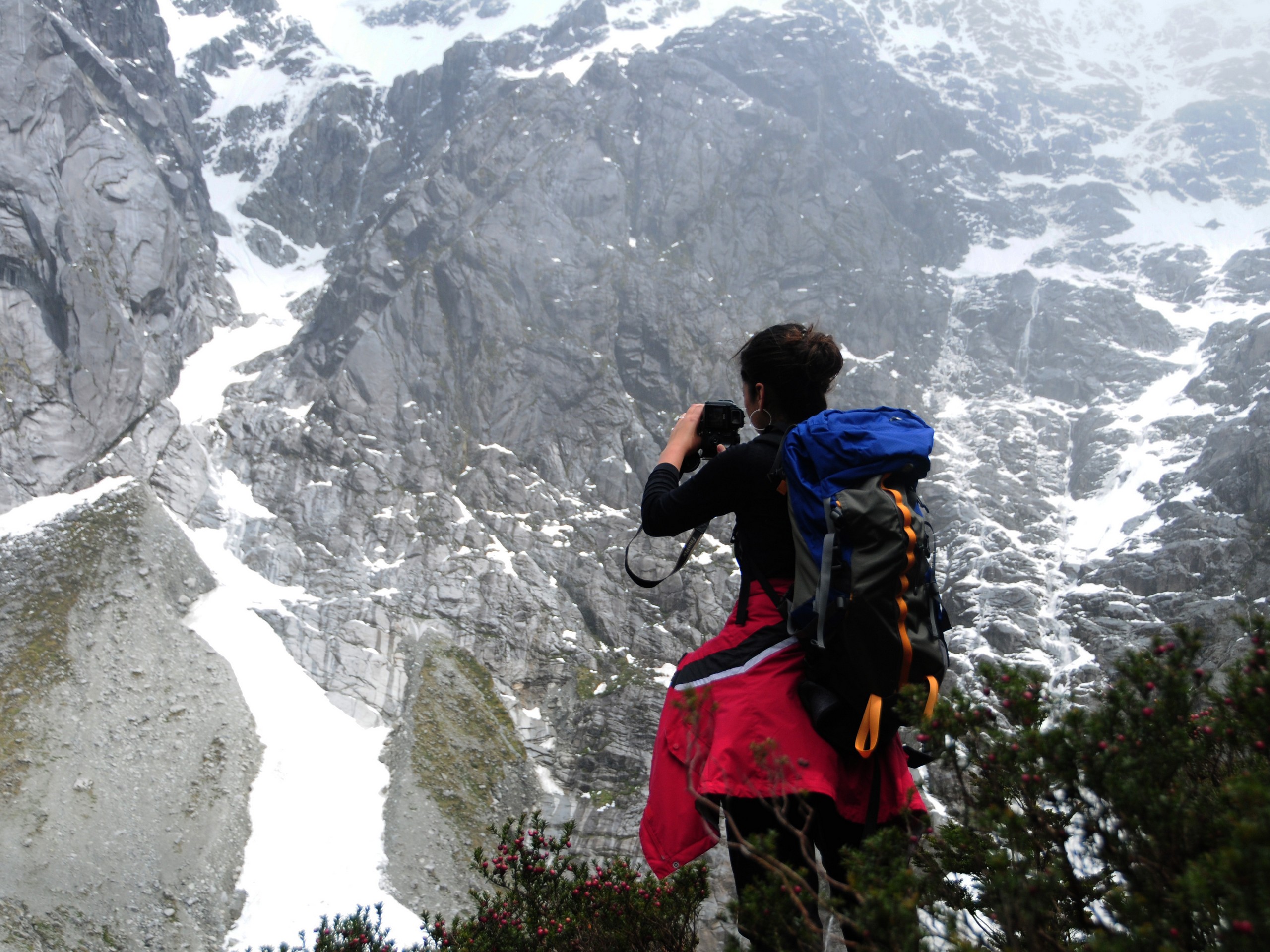 Hiker looking at the Carretera Austral mountains