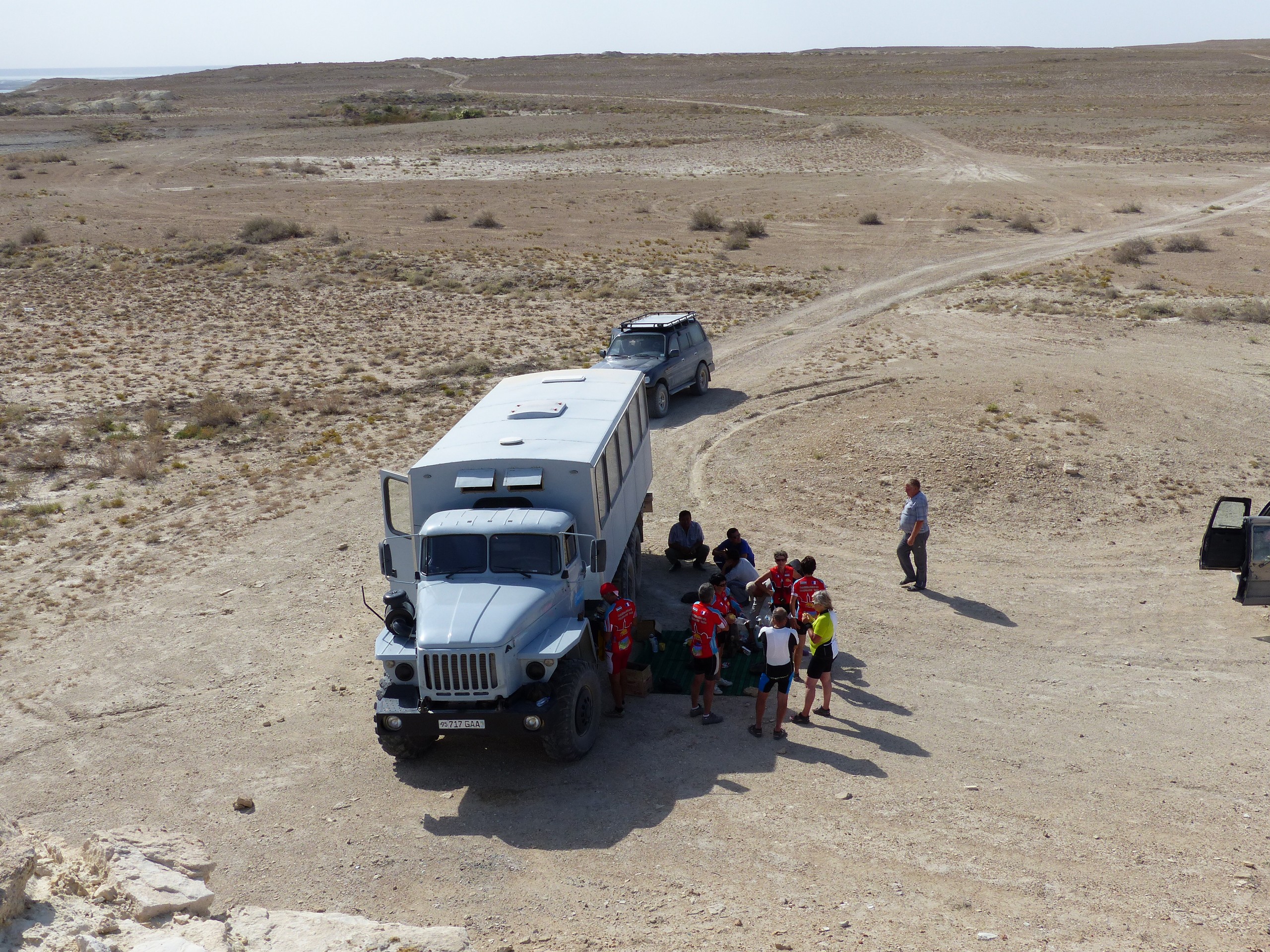 Cyclists preparing for their next ride in Uzbekistan