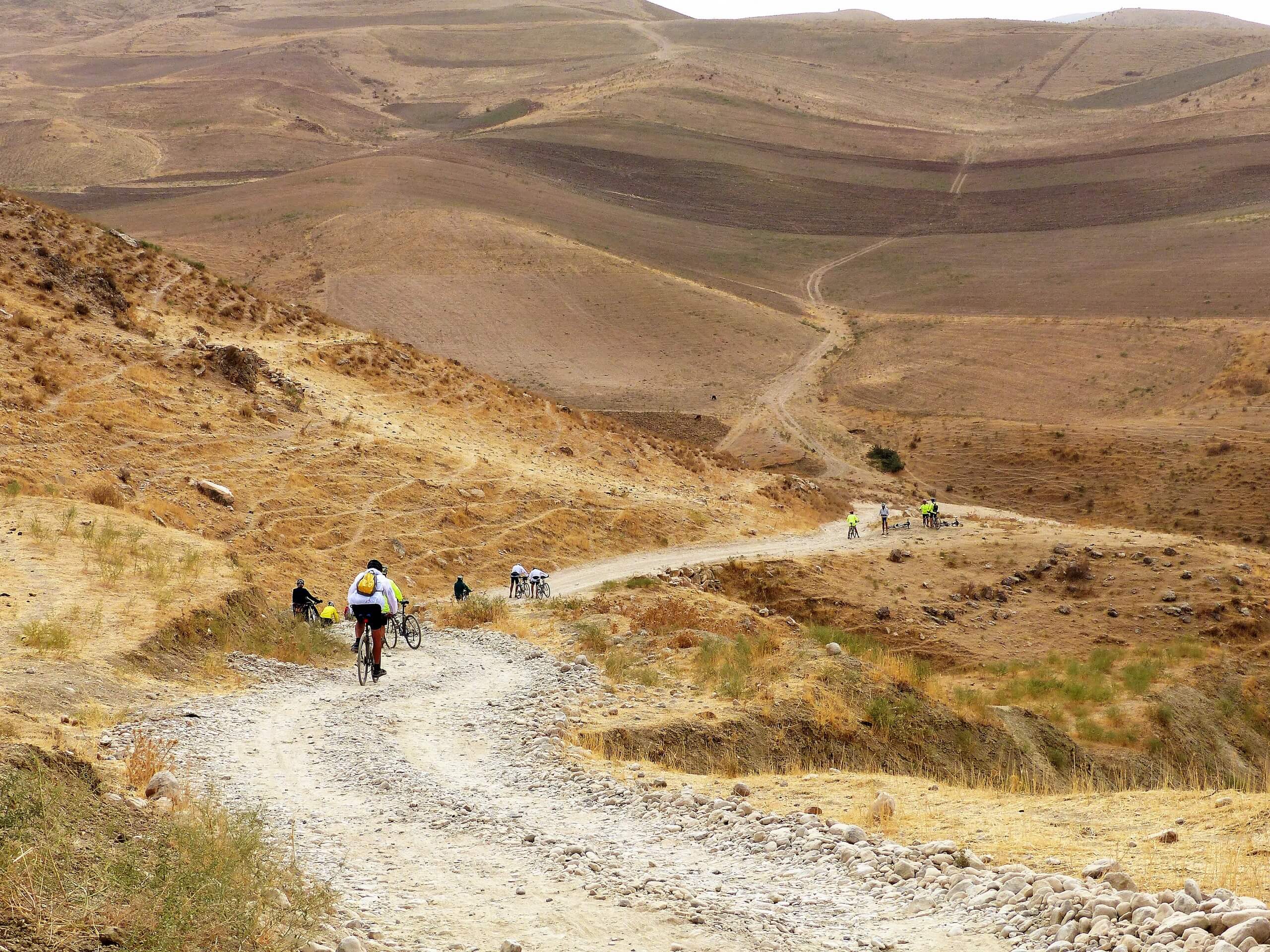 Gravel road down the hill in Uzbekistan