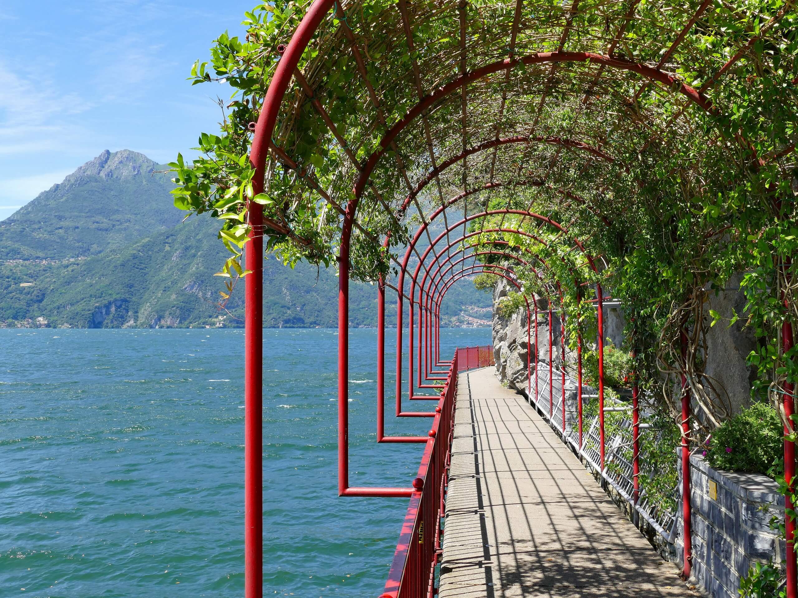 Walking along the promenade of Lake Como shores