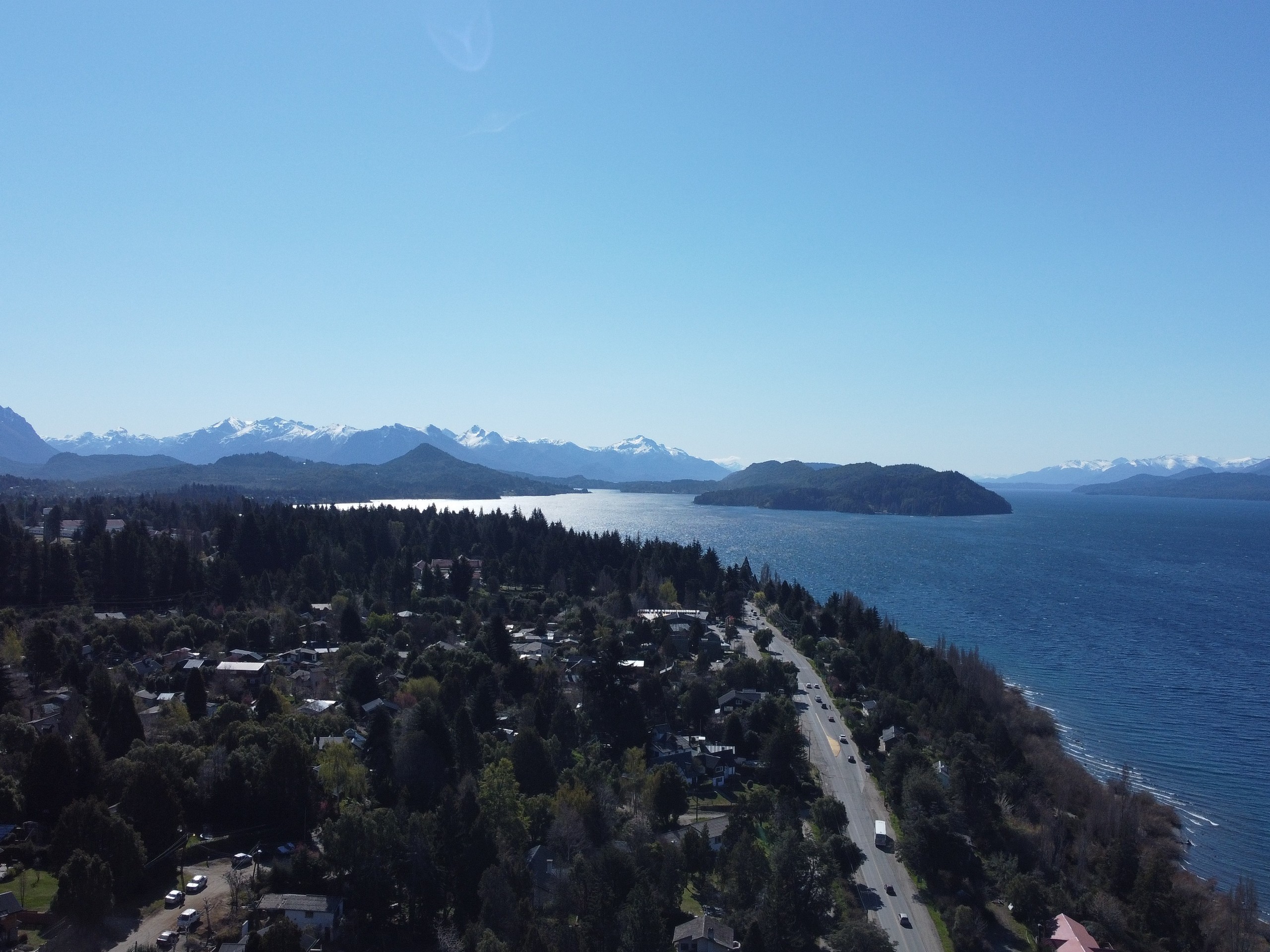 Driving along the lake in Patagonia