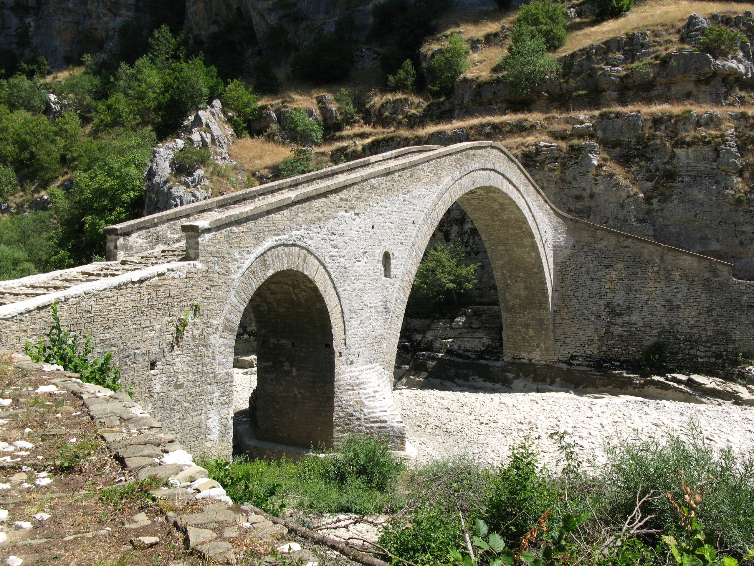 Stone river over the bridge in Greece