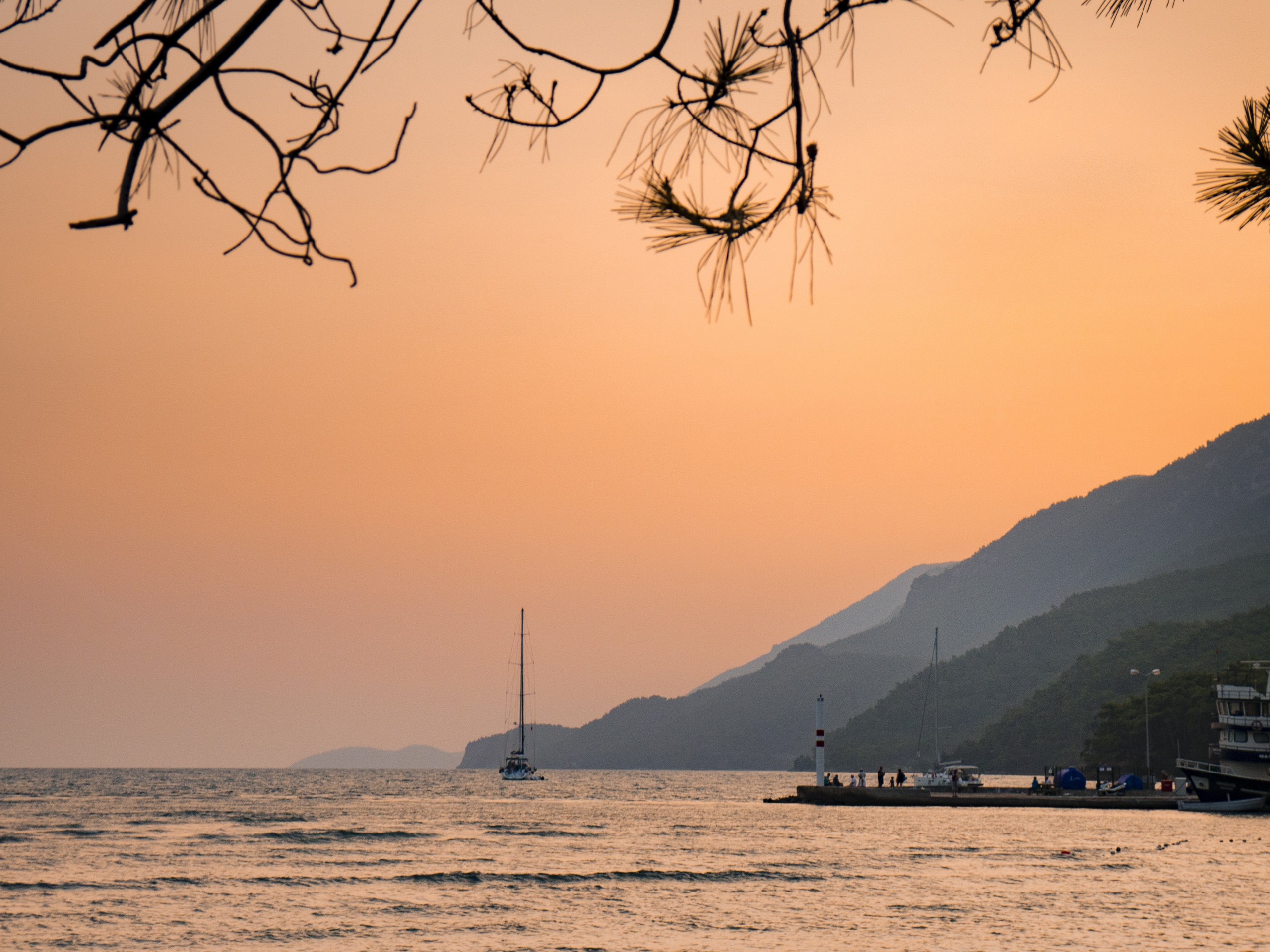 Sunset over the rocky shores of Turkey