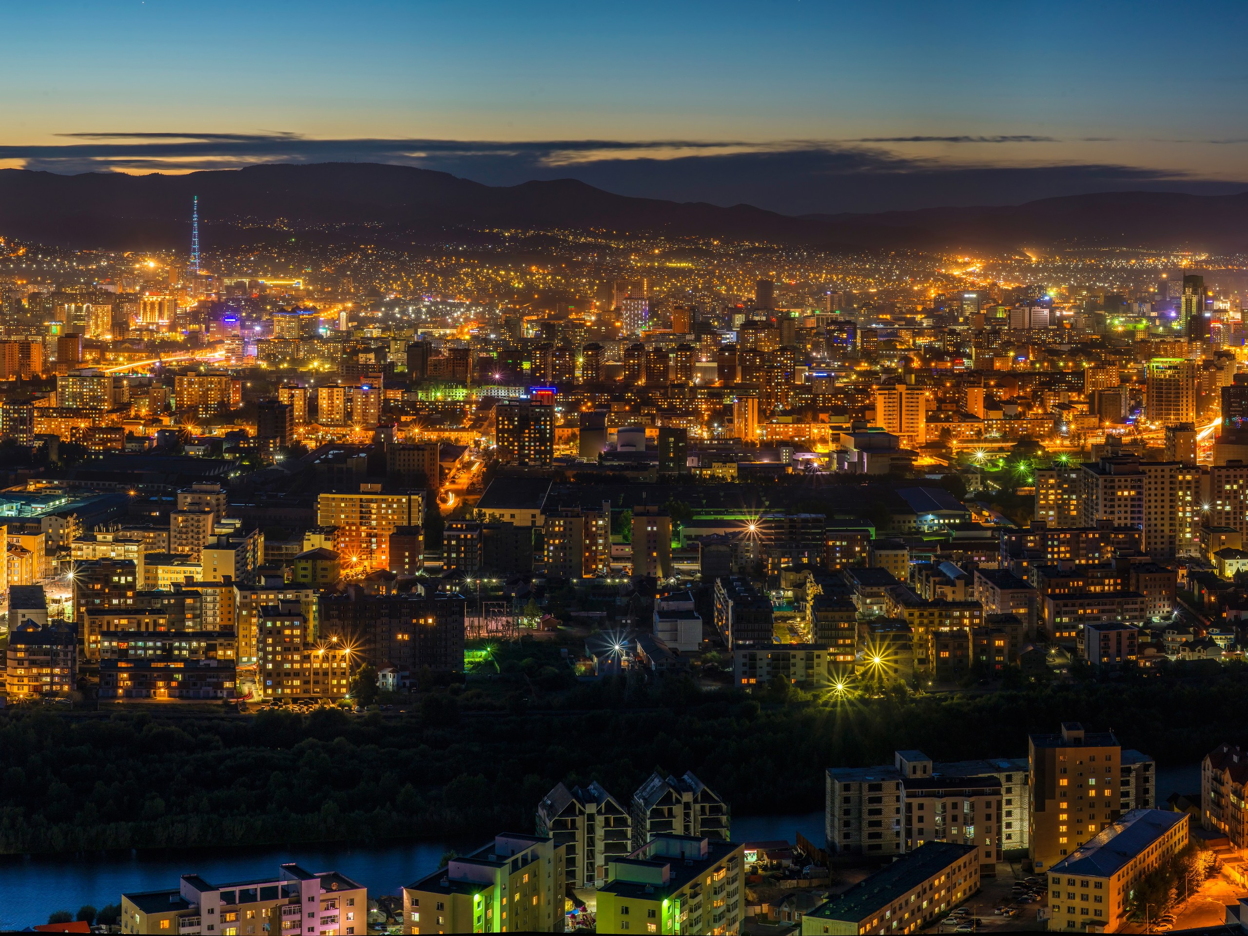 Ulaanbaatar during the night