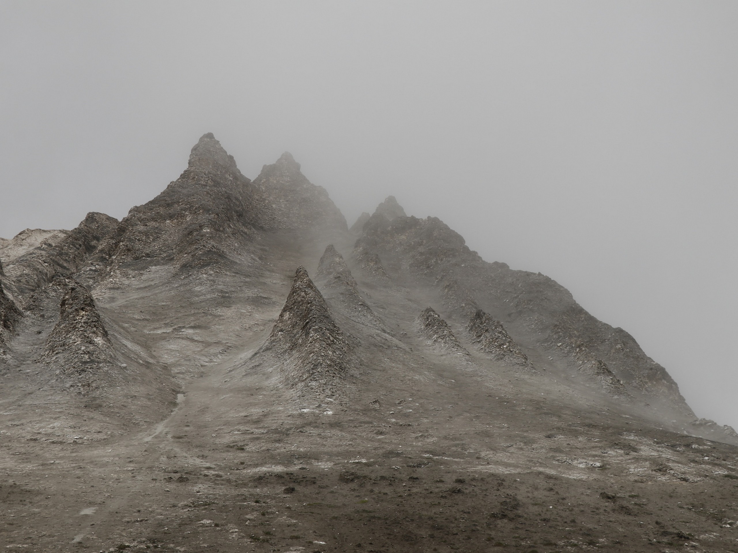 Fog above the peaks in Vanoise Alps