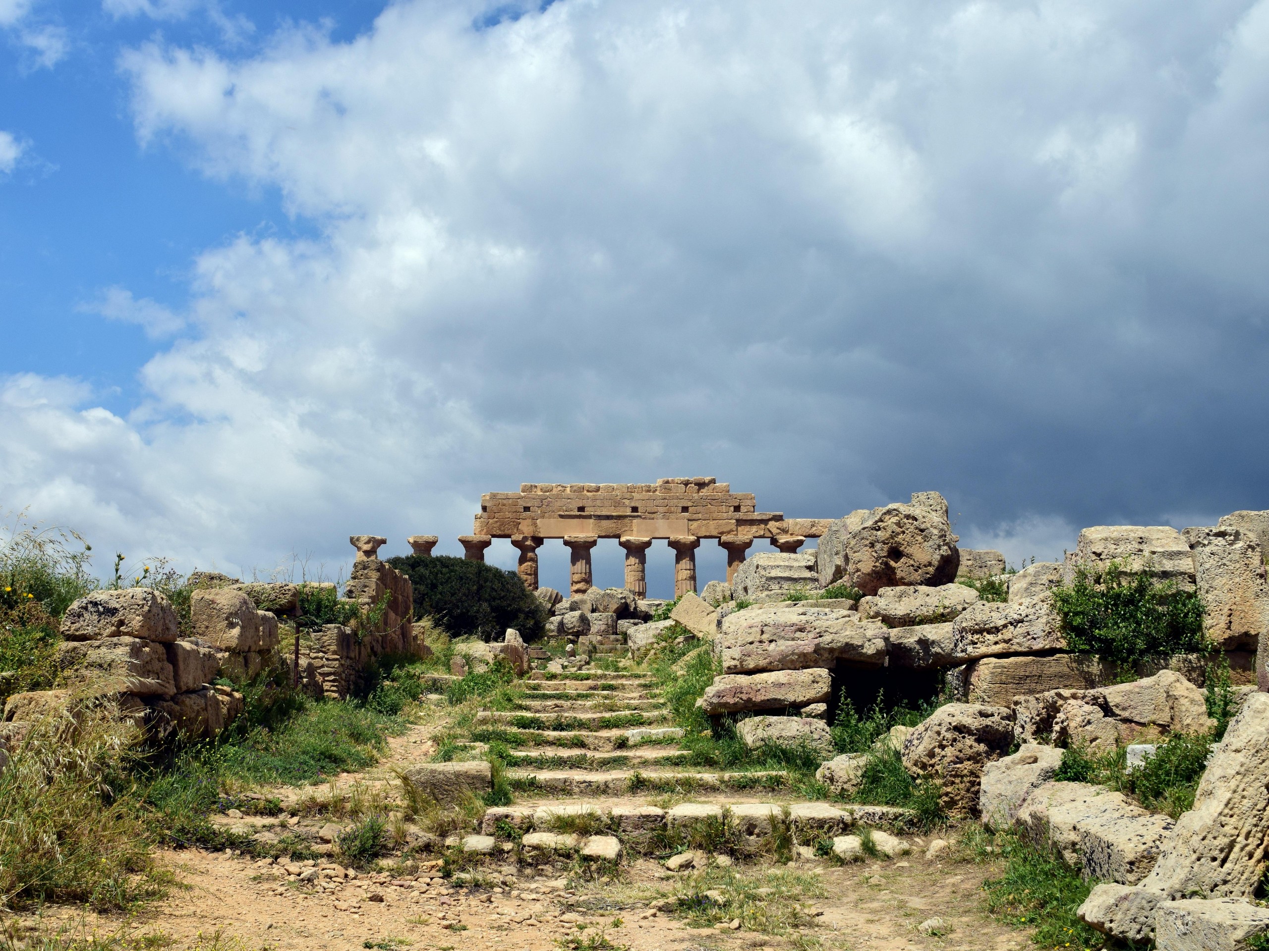 Approaching the old temple ruins in Sicily, Italy