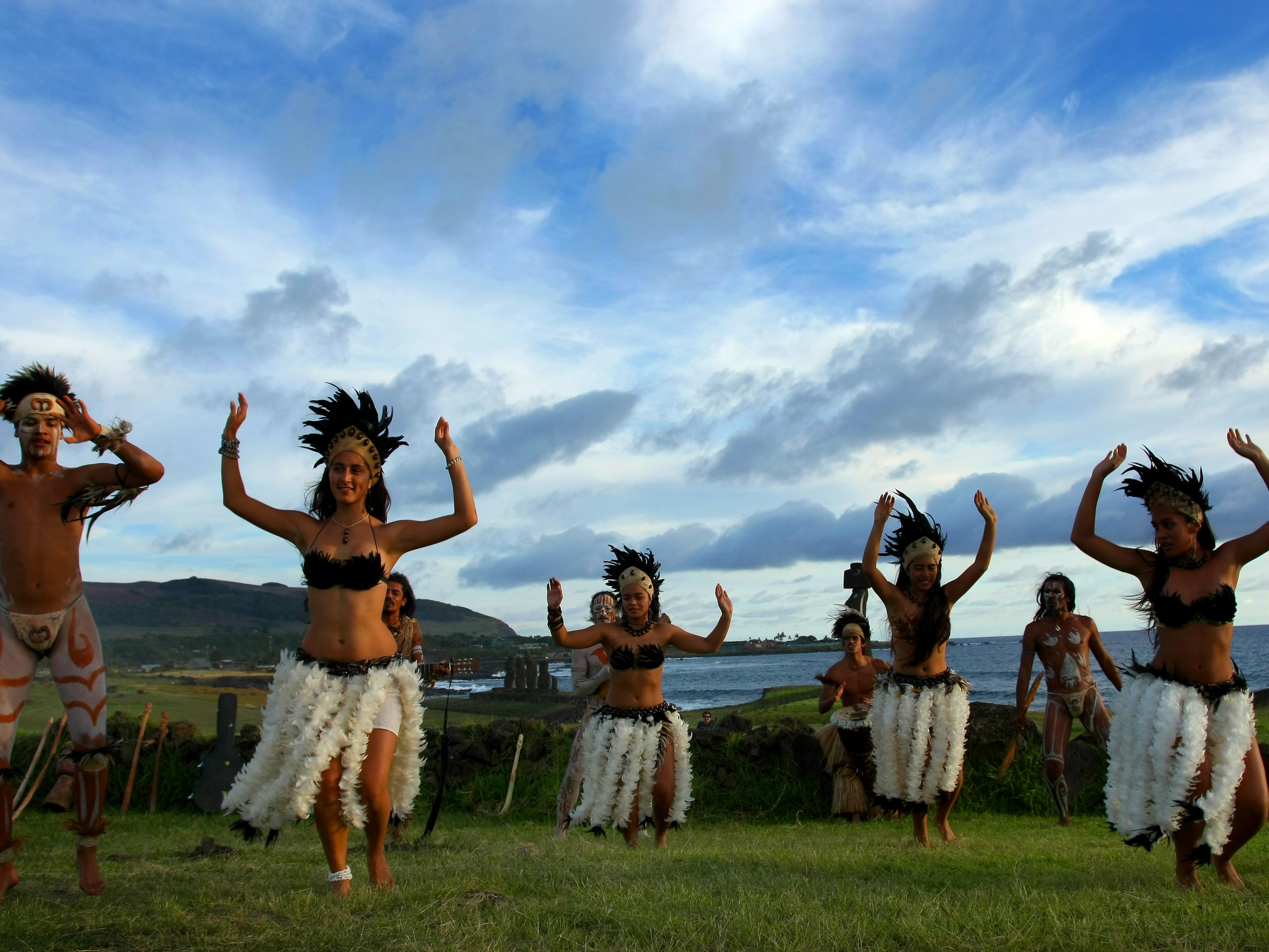 Locals dancing during the cultural experience evening in Easter Island