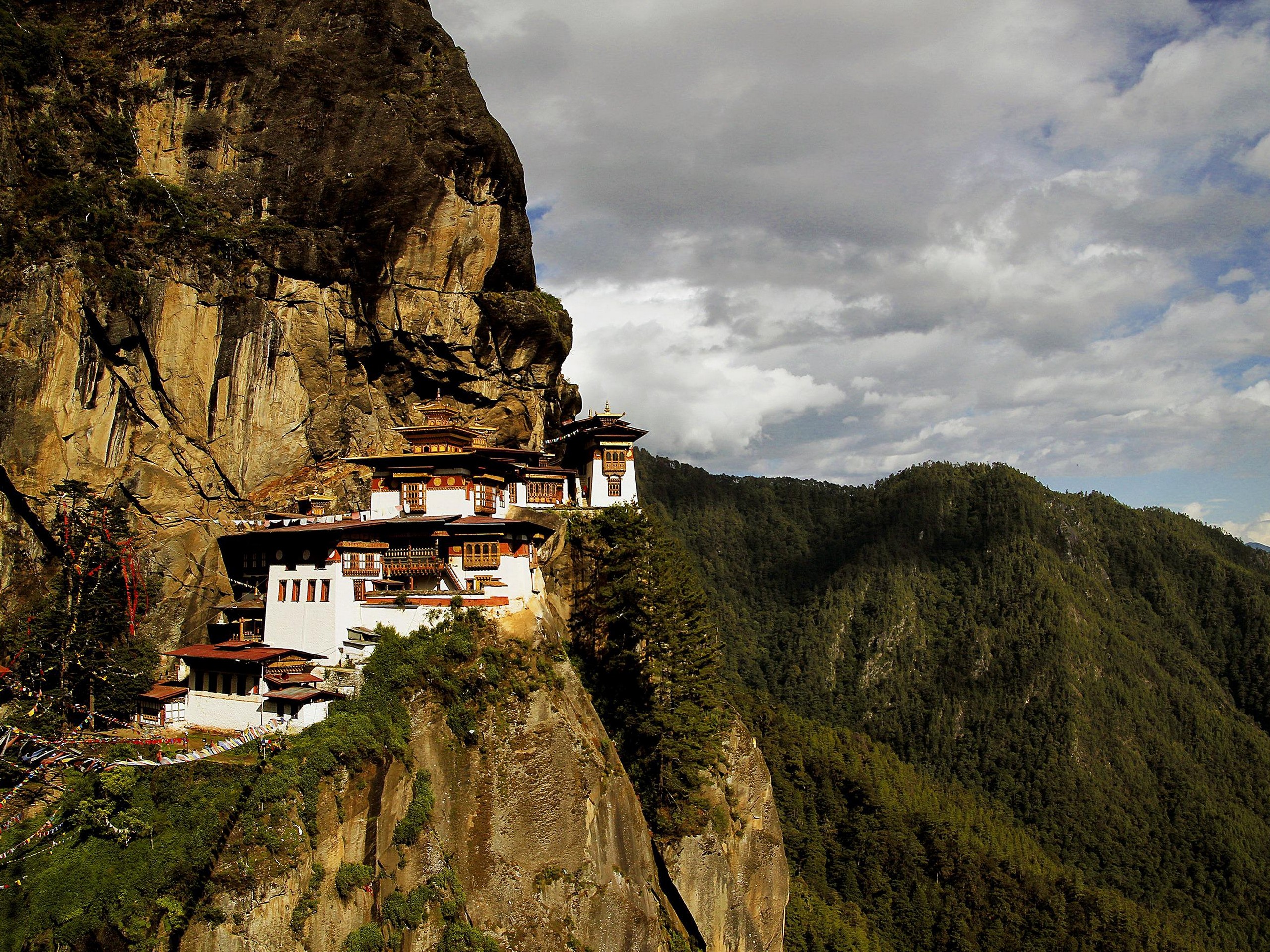 Temple in Bhutan on a picturesque cliff