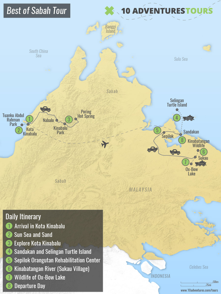 Map of Best Of Sabah Tour