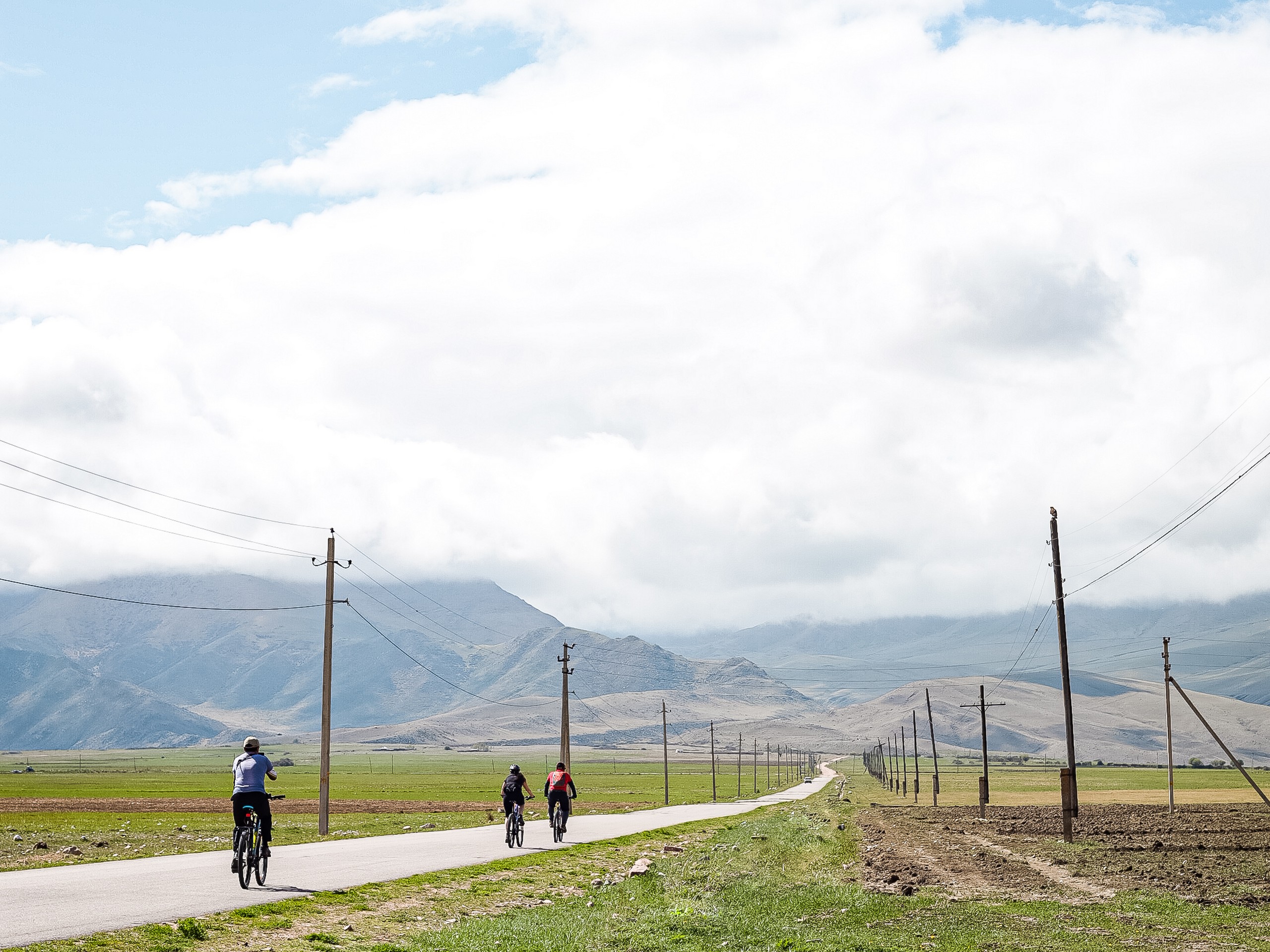 Biking on the roads of Northern Kyrgyzstan