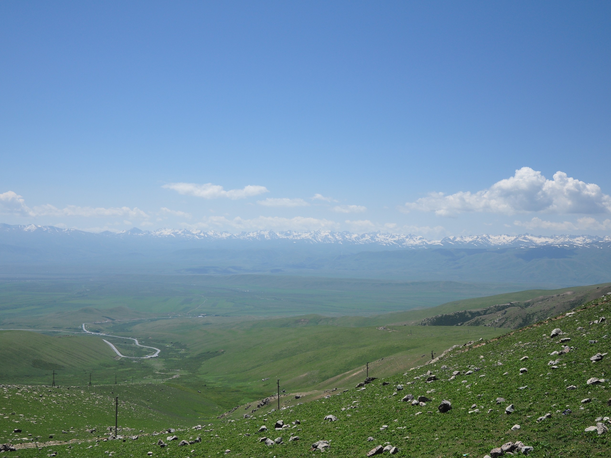 Looking at remote mountains in northern Kyrgyzstan