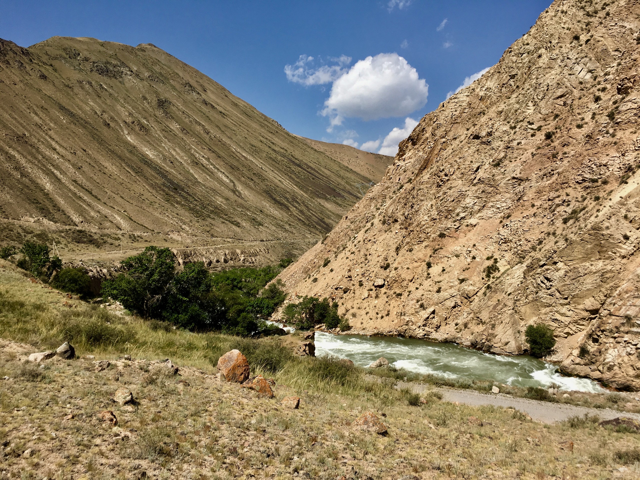 Beautiful river valley in Kyrgyzstan