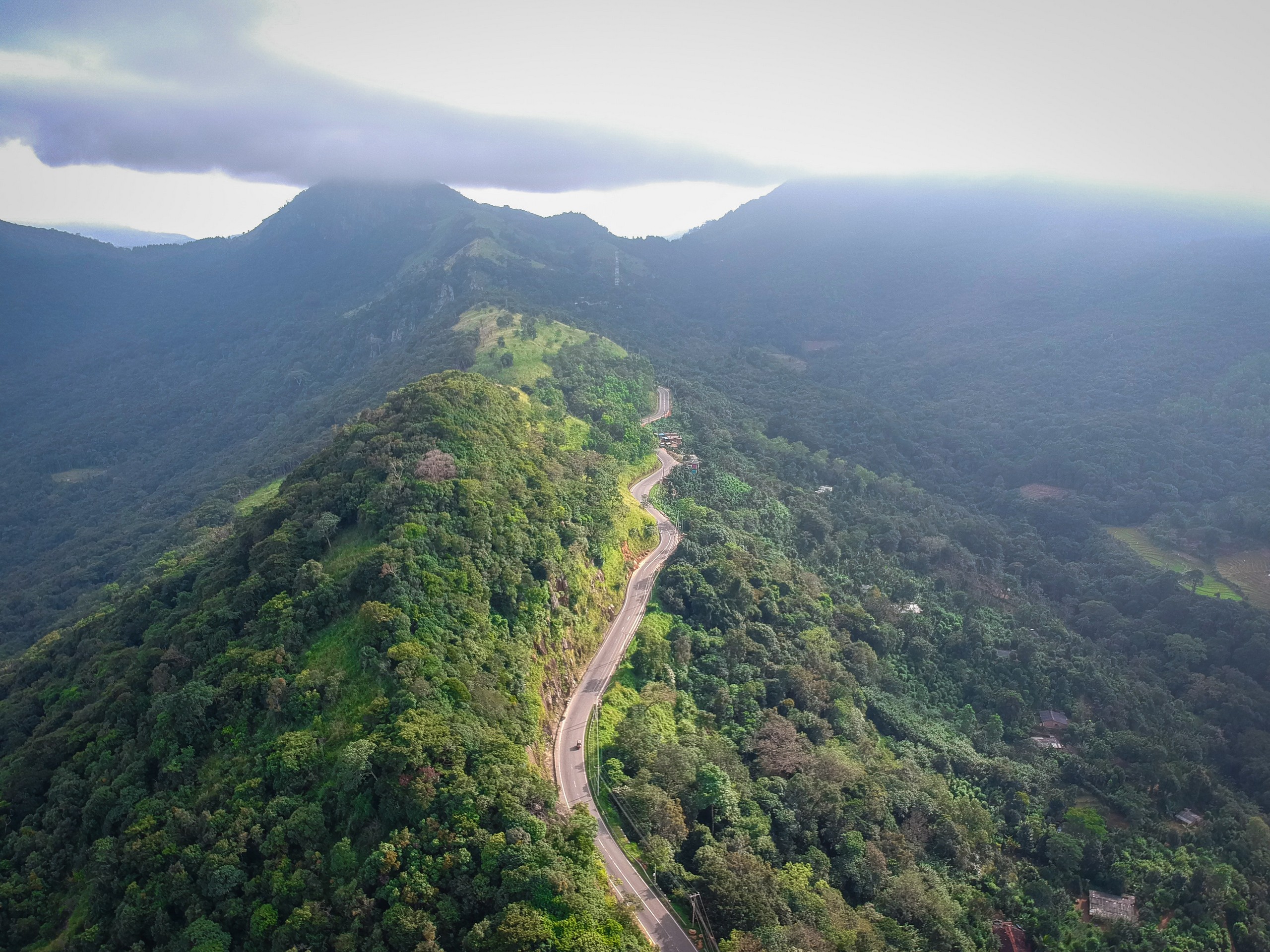 Rugged mountains and the windy road in Sri Lanka